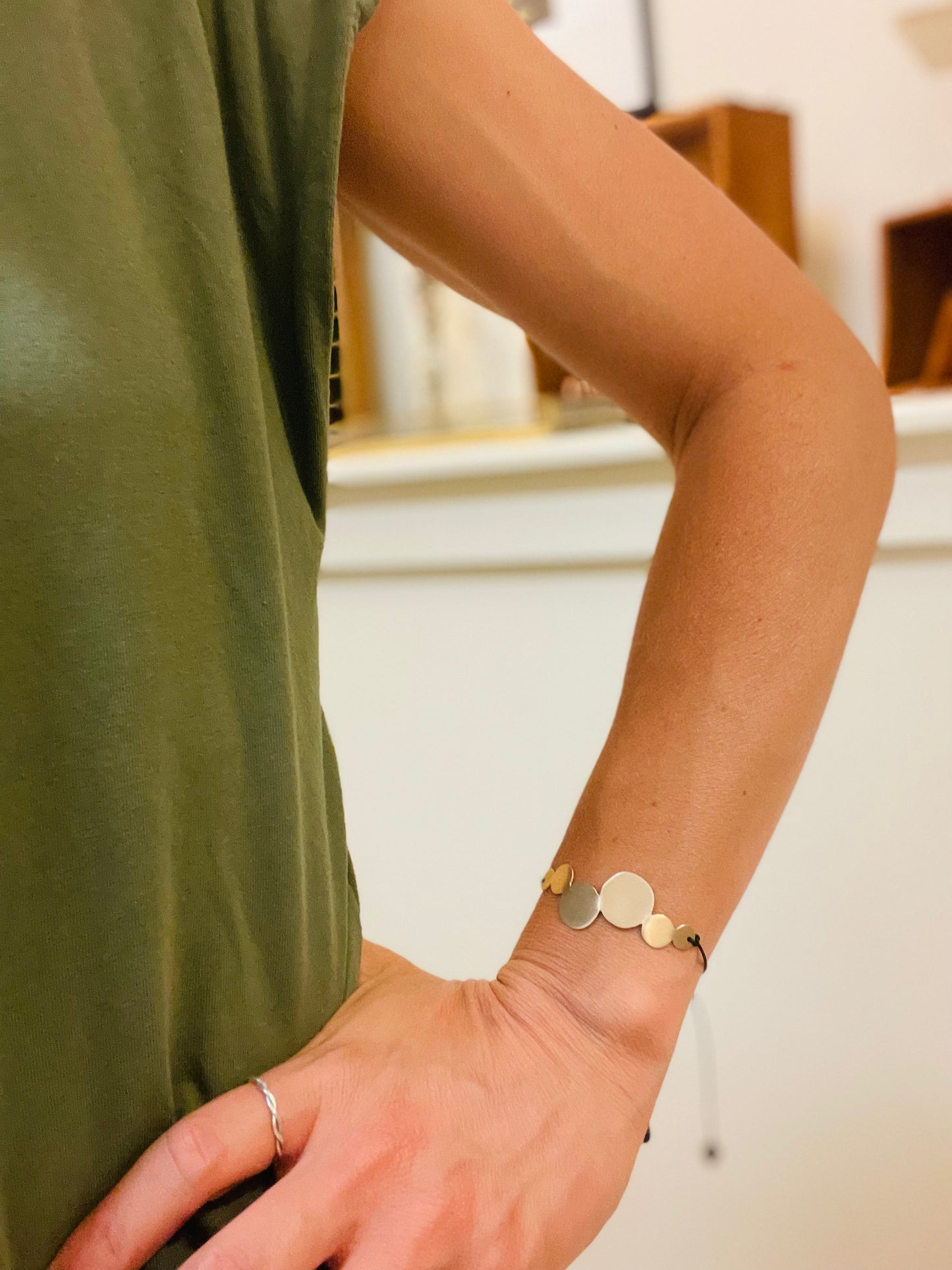 Brass bracelet | Yellow Circles Bracelet - CURIUDO
