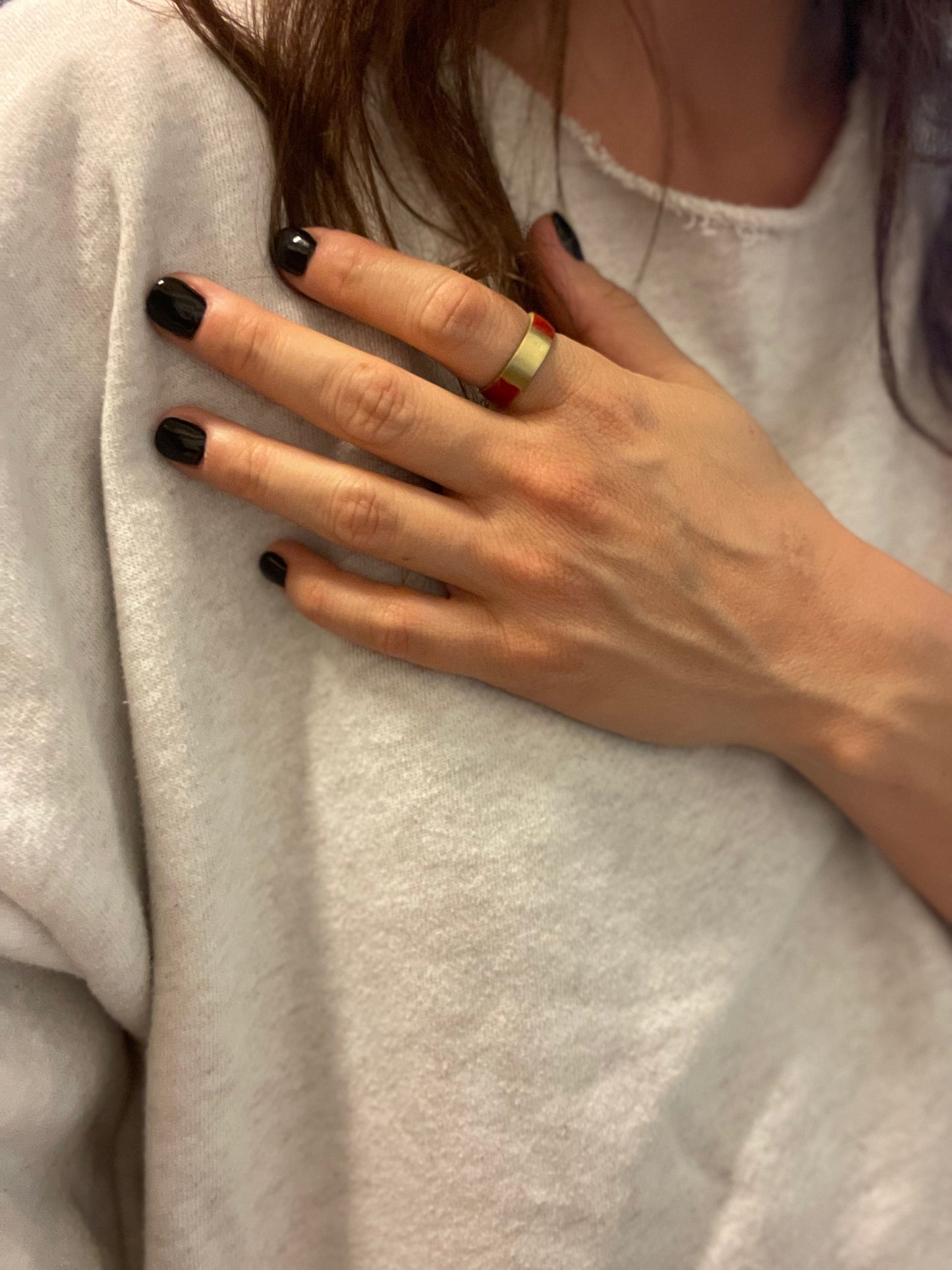 Brass ring with resin | Lines Ring - CURIUDO