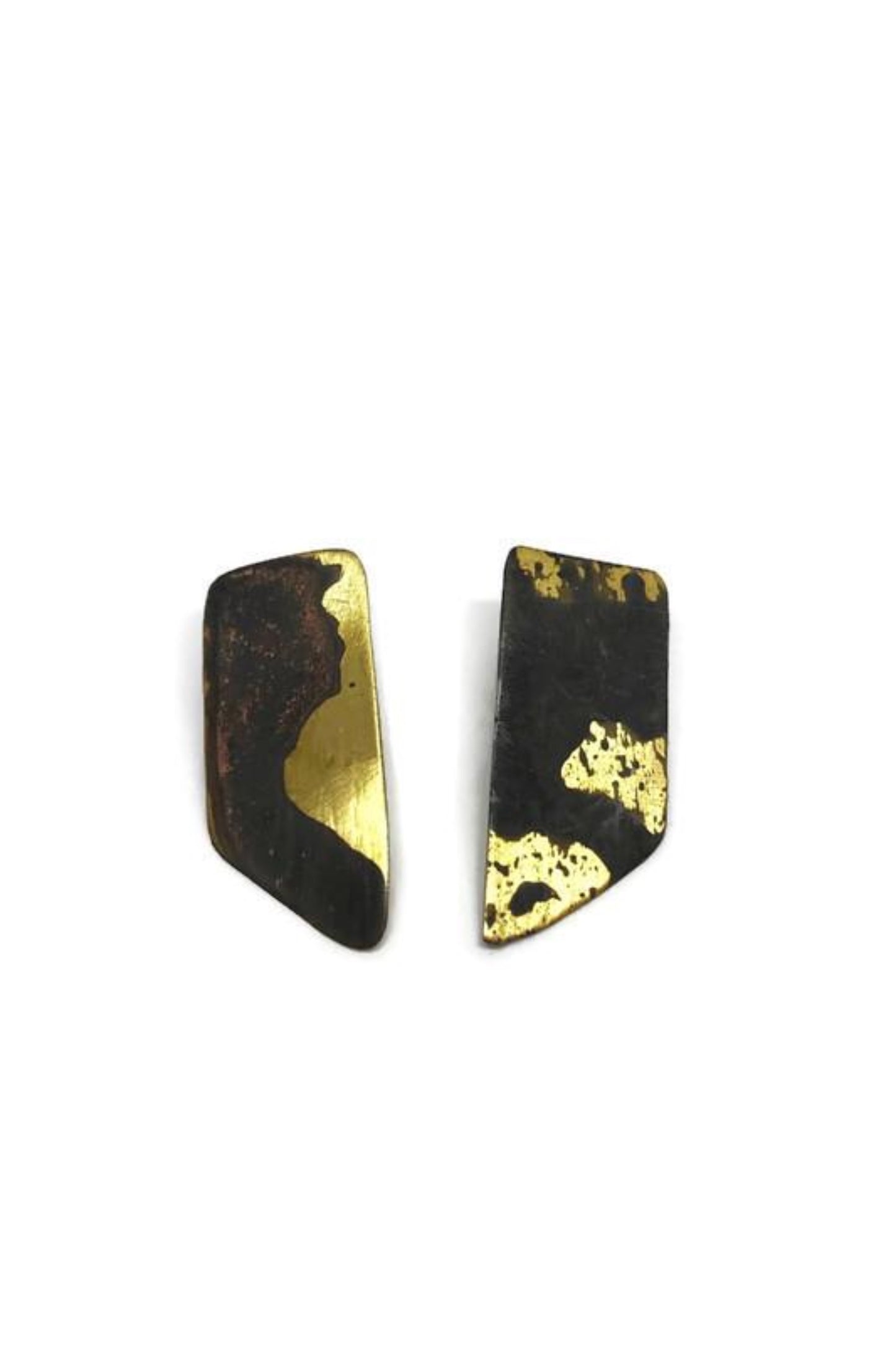 Oxidised brass earrings | Yellow - Black Afairesis Earrings - CURIUDO