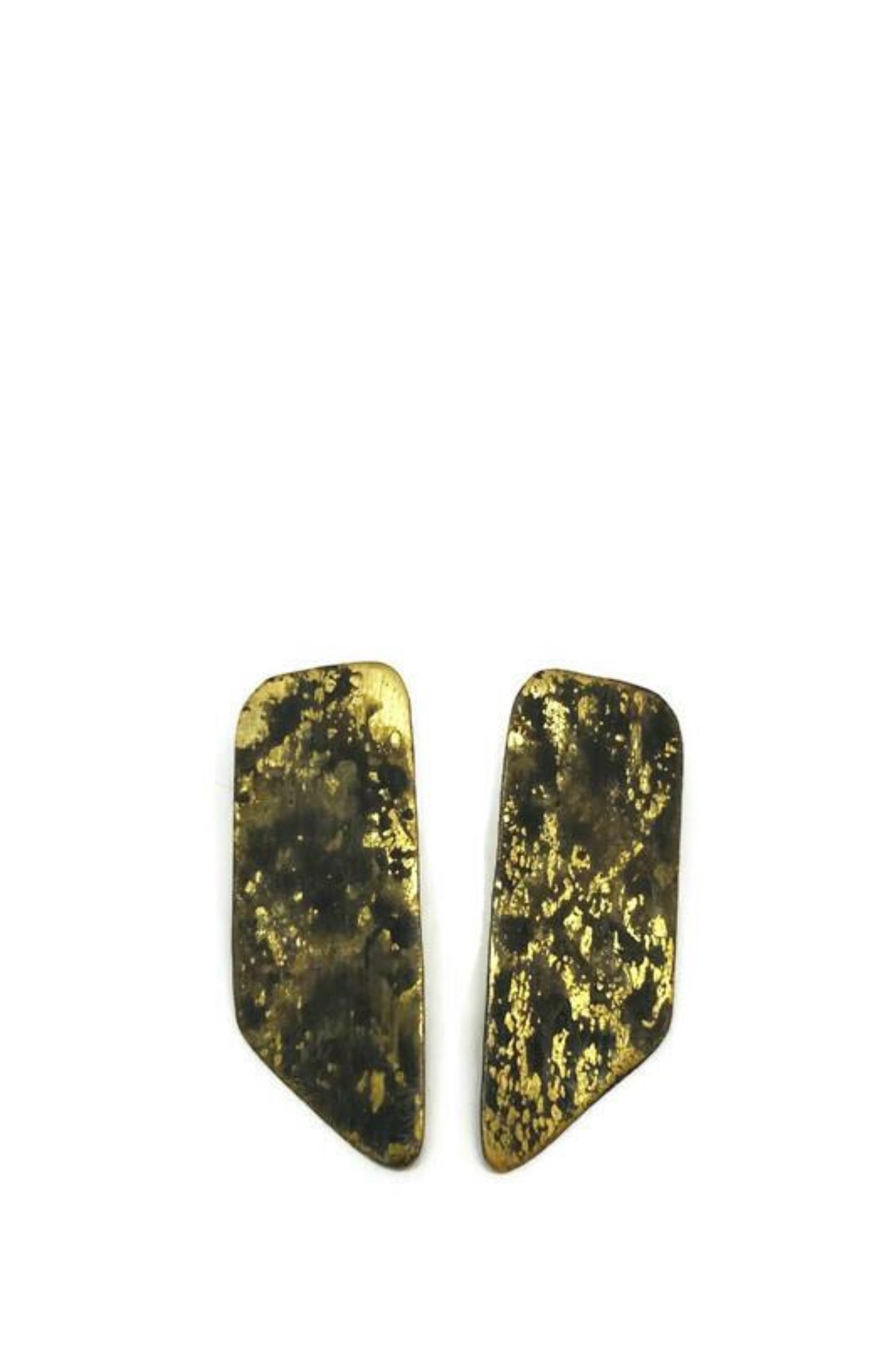Oxidised brass earrings | Yellow - Black Afairesis Earrings - CURIUDO