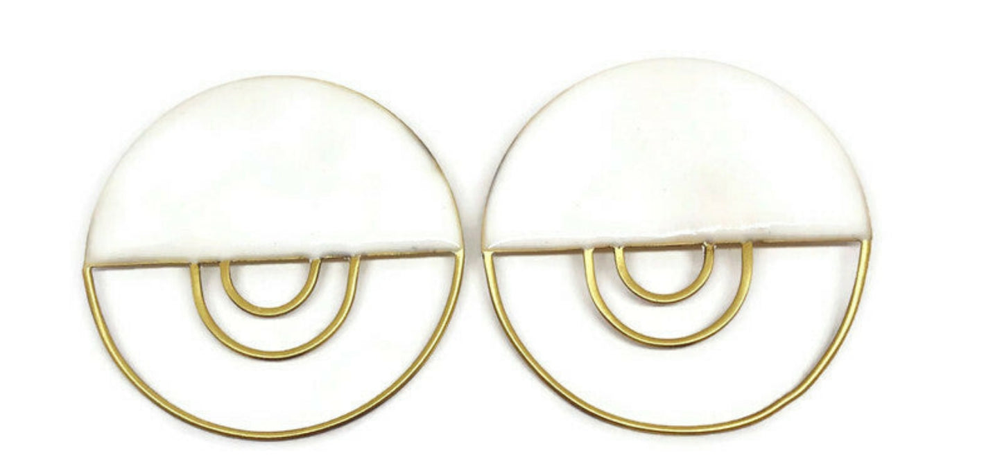 Brass earrings with resin | Sphere In Layers Earrings - CURIUDO