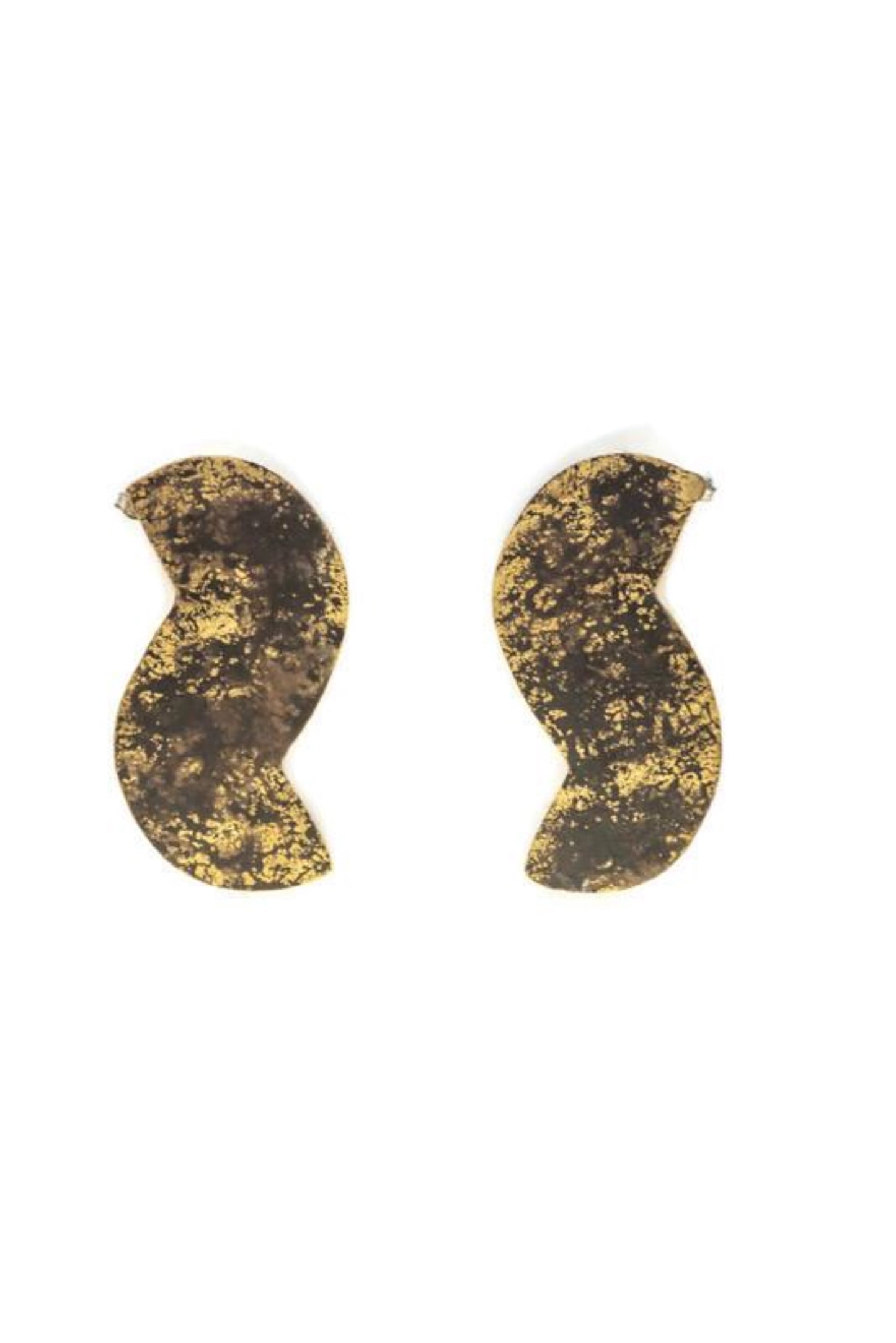 Oxidised brass earrings | Yellow - Black Semi Cycles Earrings - CURIUDO