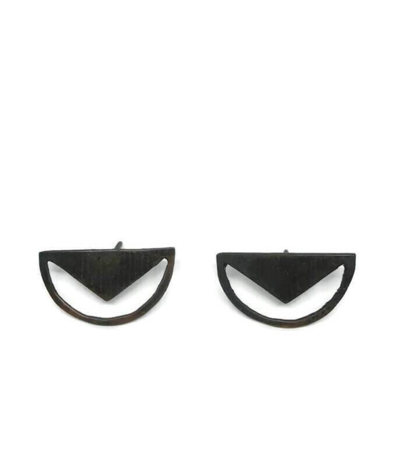 Oxidised brass earrings | Black Space In Frame Earrings - CURIUDO