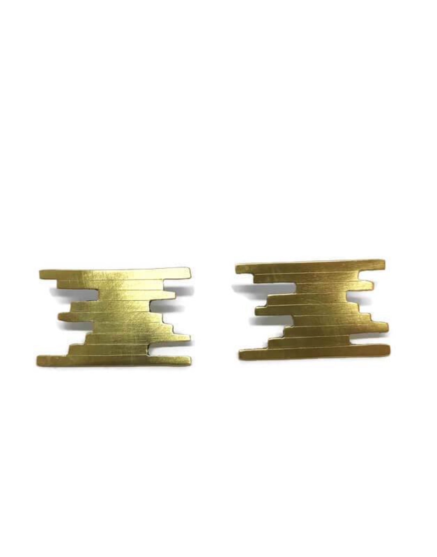 Brass earrings | Yellow Unified Lines Earrings - CURIUDO