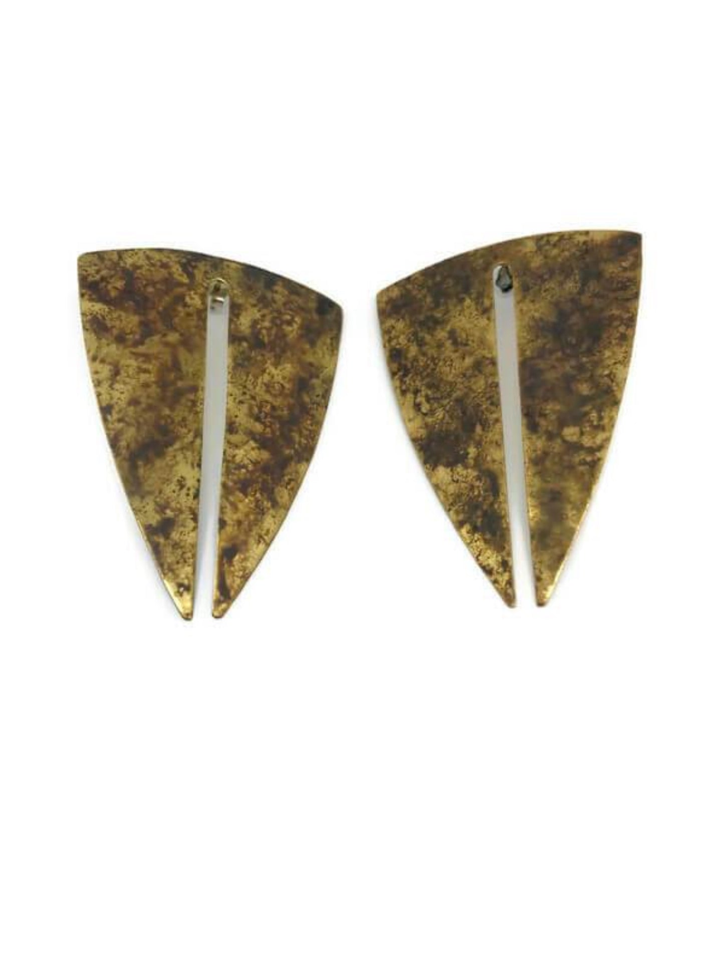 Oxidised brass earrings | Yellow - Black Towards the Earth Earrings - CURIUDO