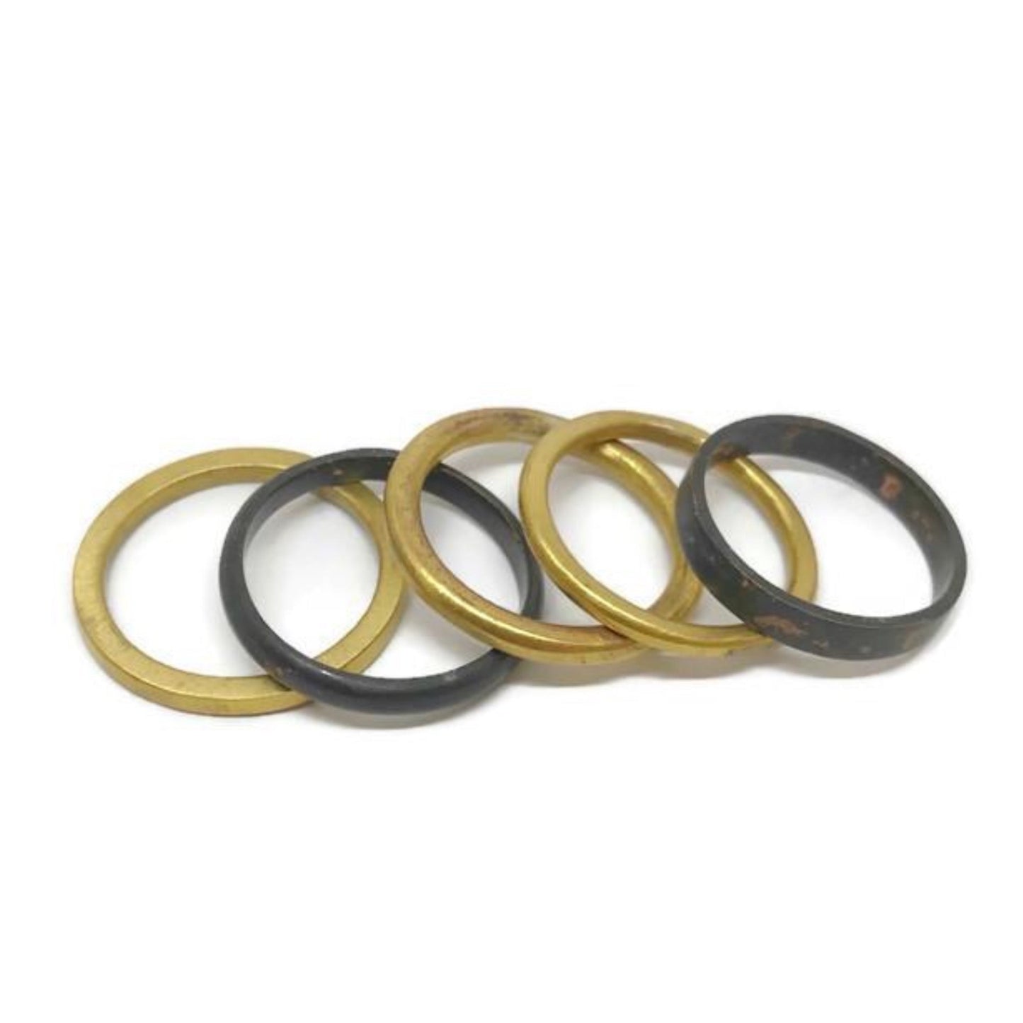 Oxidised brass stack rings | Yellow - Black Bonds Ring - CURIUDO