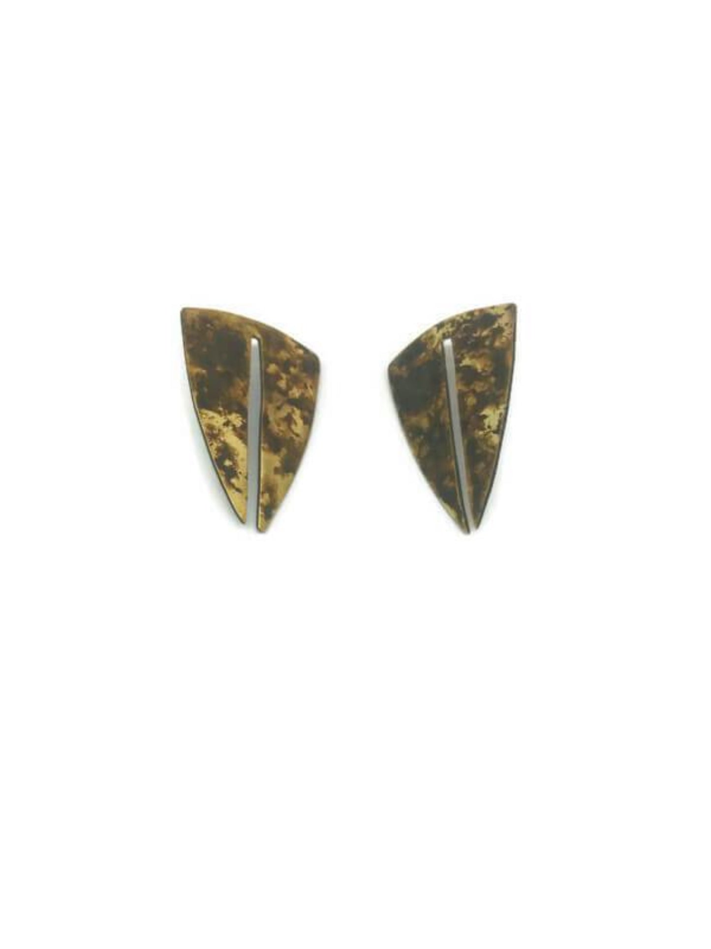 Oxidised brass earrings | Yellow - Black Towards the Earth Earrings - CURIUDO