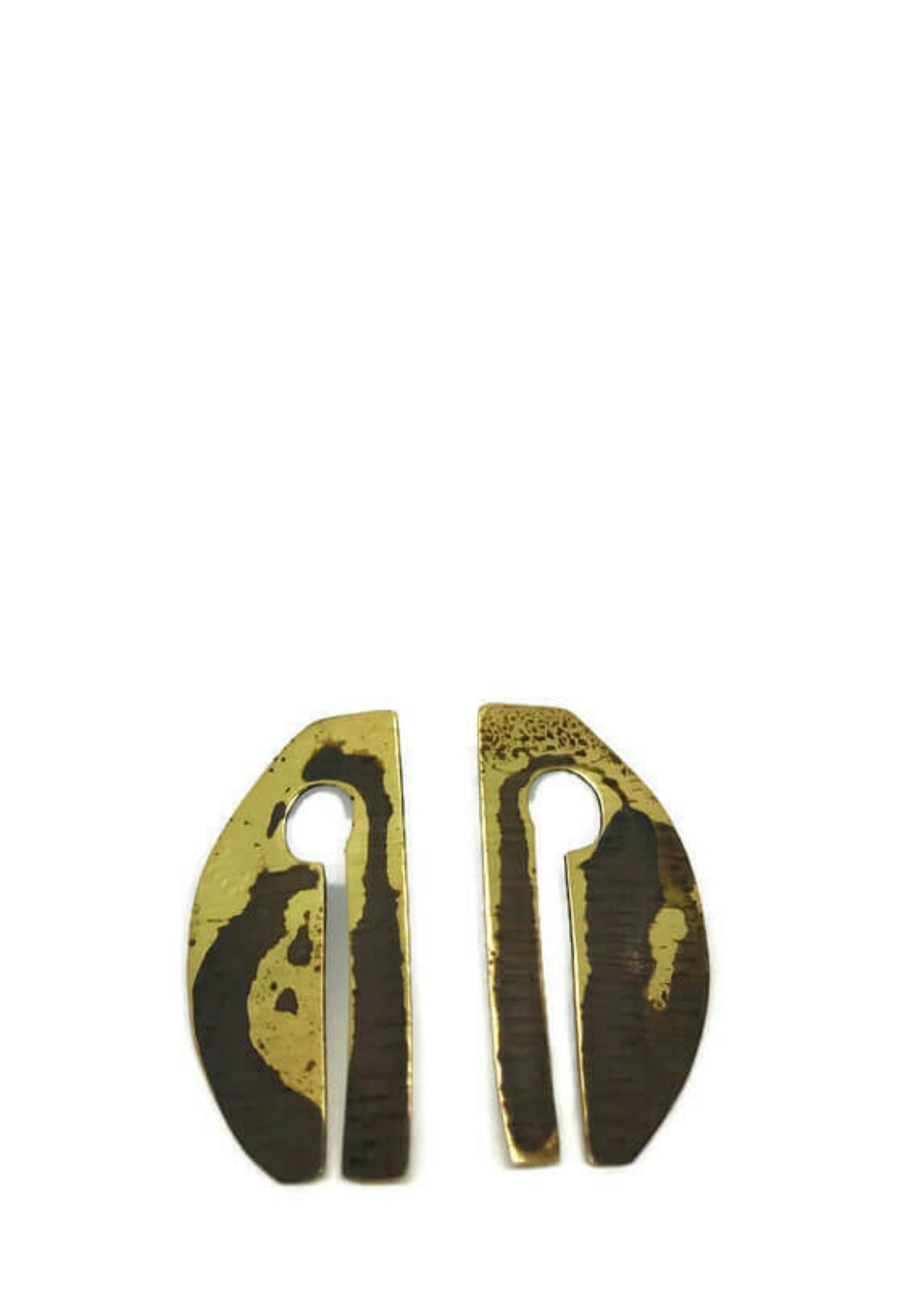 Oxidised brass earrings | Yellow - Black Past + Future Earrings - CURIUDO