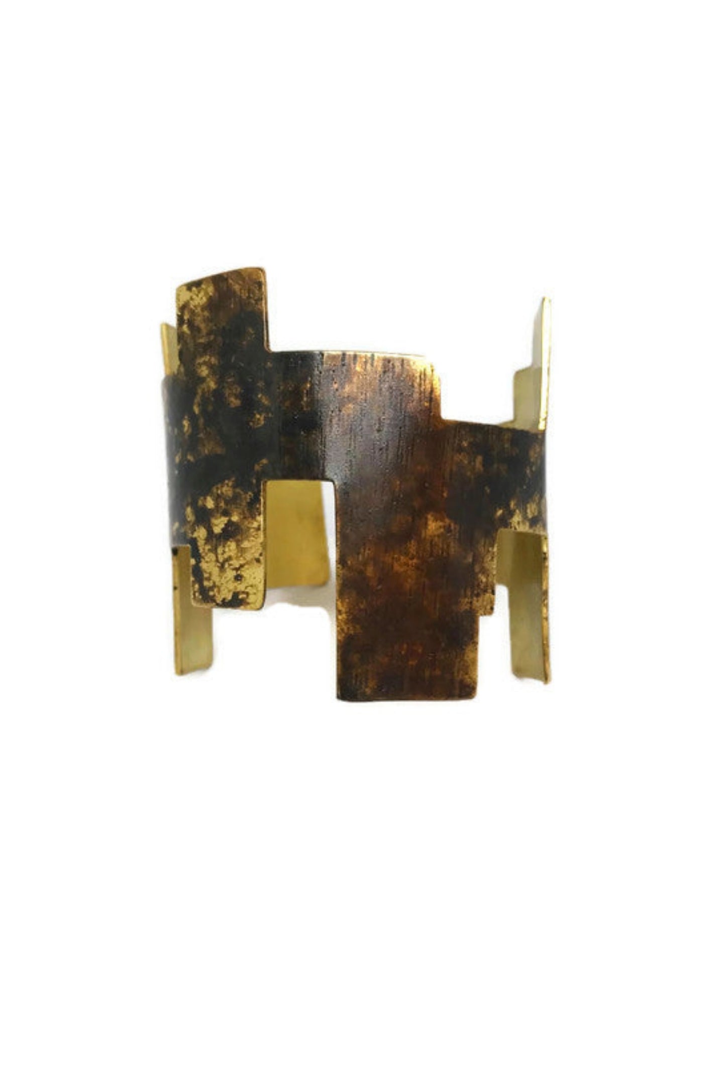 Oxidised brass cuff bracelet | Yellow - Black Tsakana Bracelet - CURIUDO