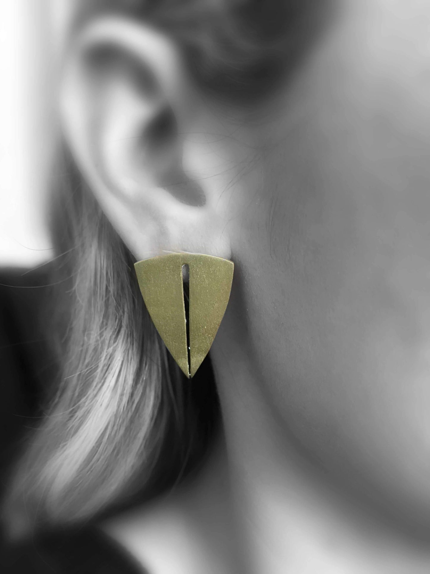 Brass earrings | Yellow Towards The Earth Earrings - CURIUDO