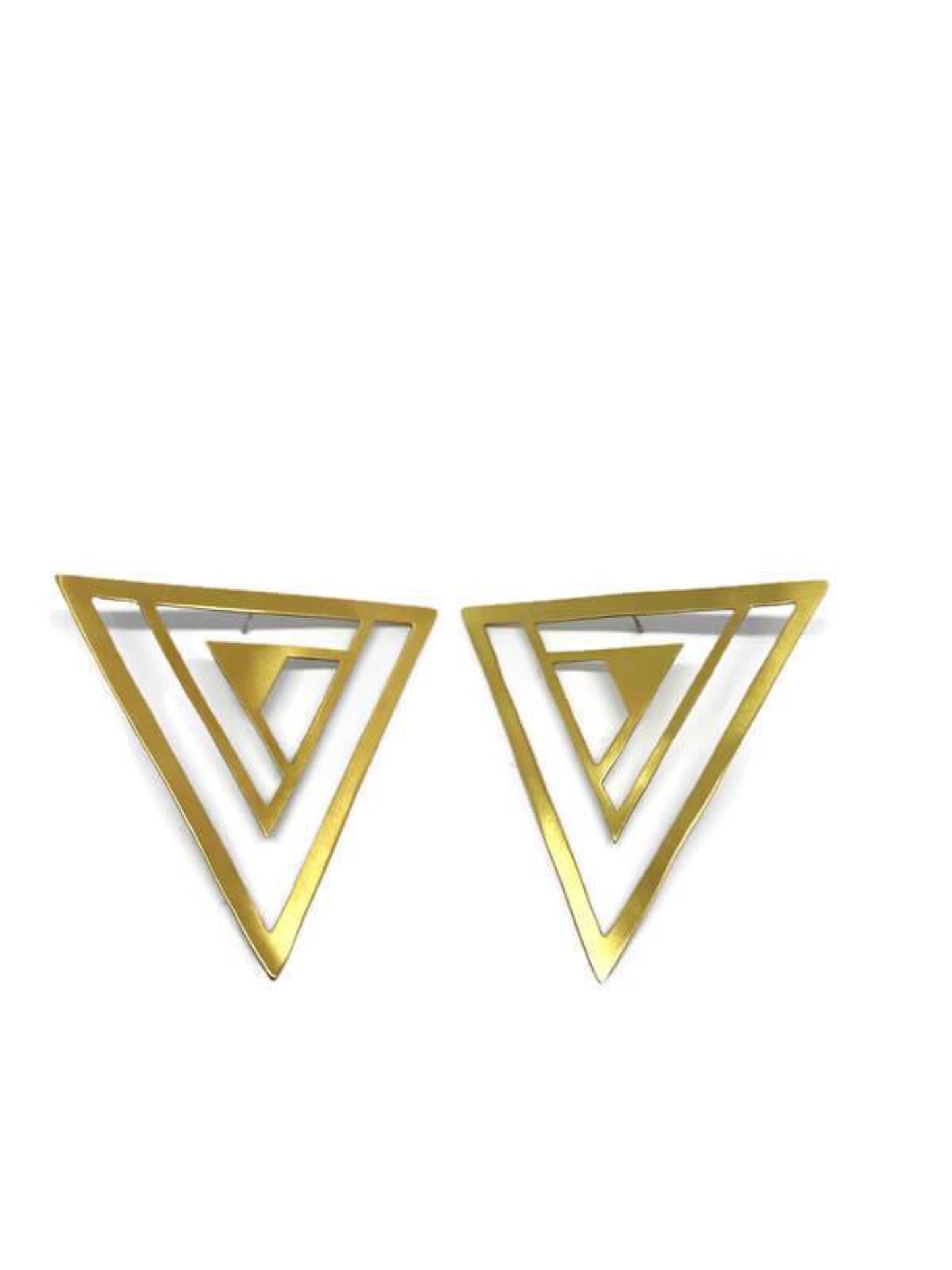 Brass earrings | Yellow Pyramides Earrings - CURIUDO
