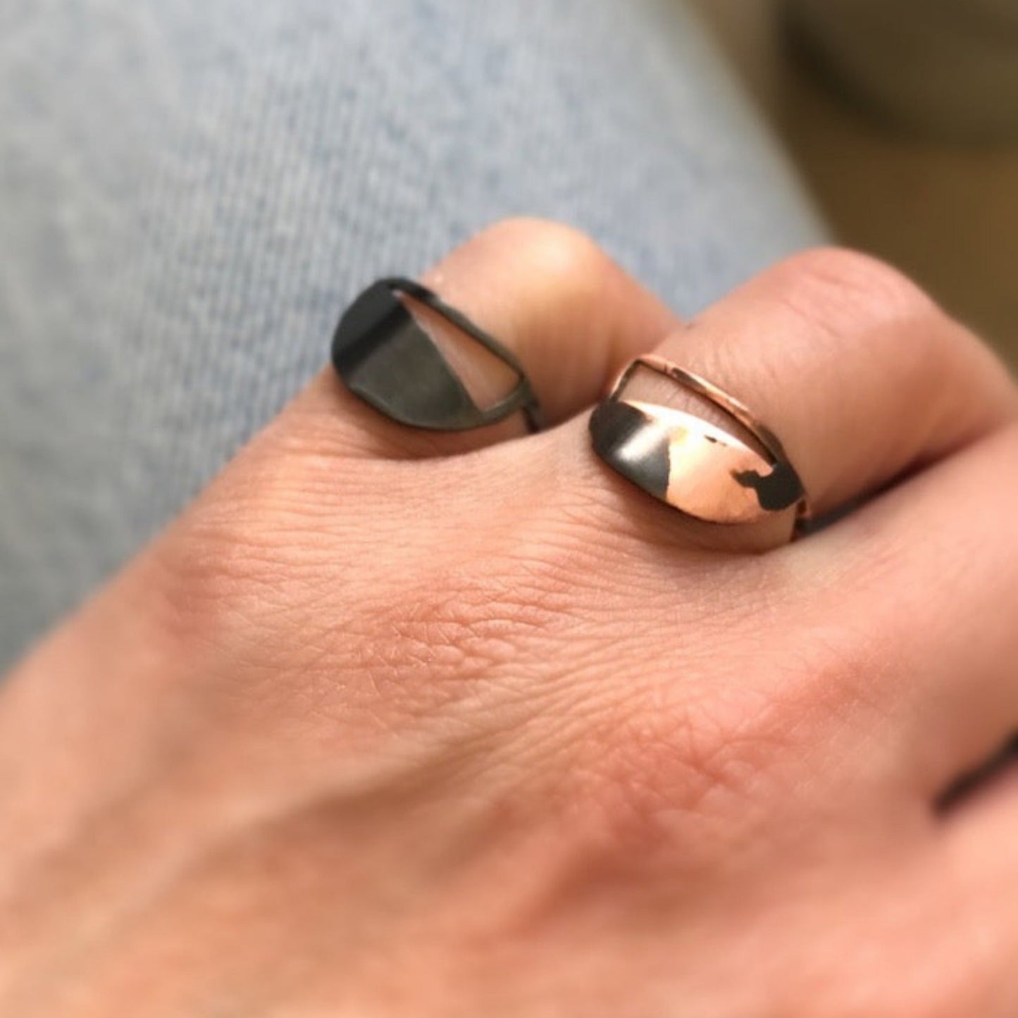 Oxidised brass ring | Black Moonset Ring