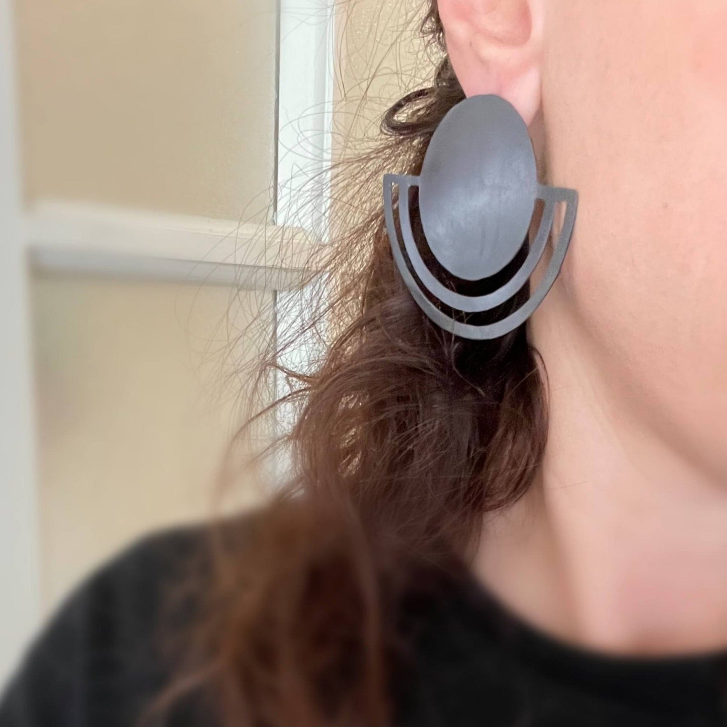Oxidised brass Earrings | Black Earth In Layers Earrings - CURIUDO