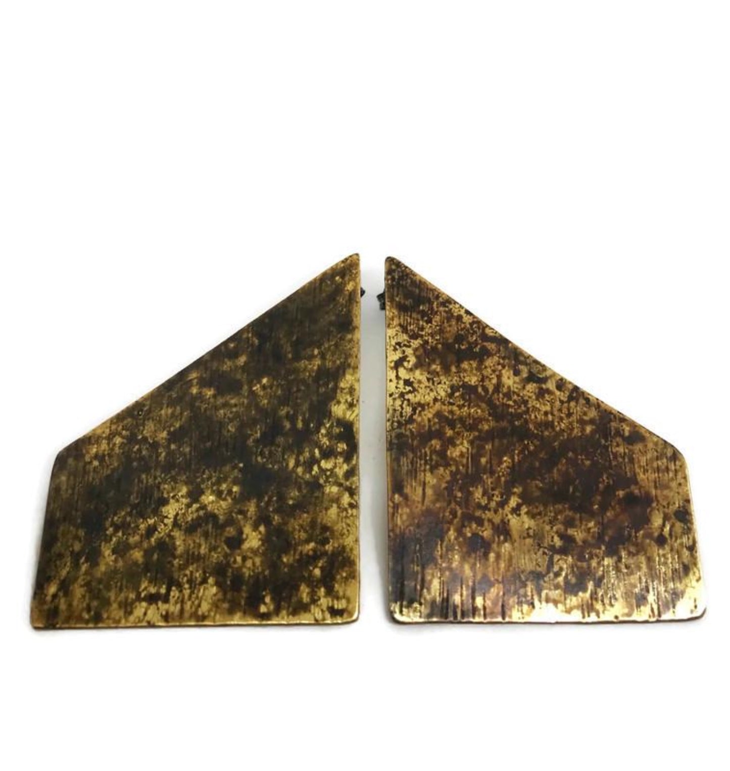 Oxidised brass earrings | Yellow - Black Fire In Geometry Earrings - CURIUDO