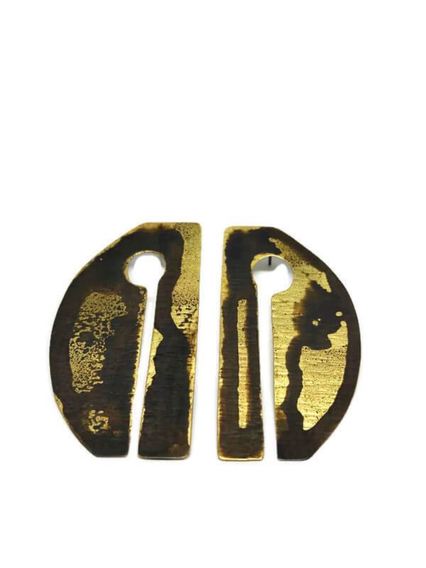 Oxidised brass earrings | Yellow - Black Past + Future Earrings - CURIUDO