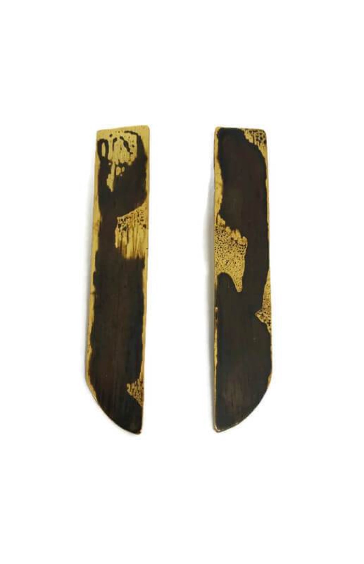 Oxidised brass earrings | Yellow - Black Afairesis Earrings - CURIUDO