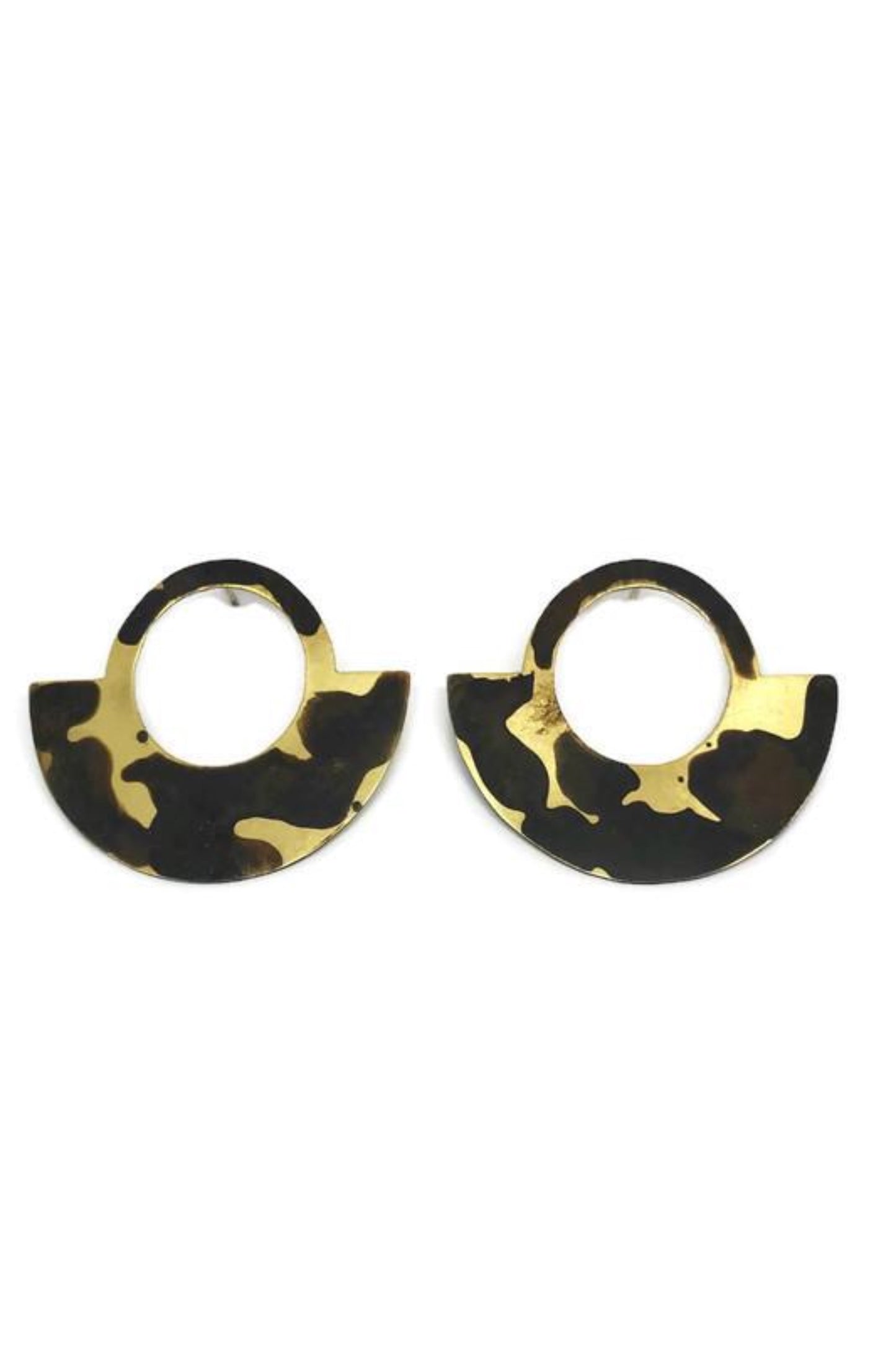 Oxidised brass earrings | Yellow - Black Balancing Earrings - CURIUDO