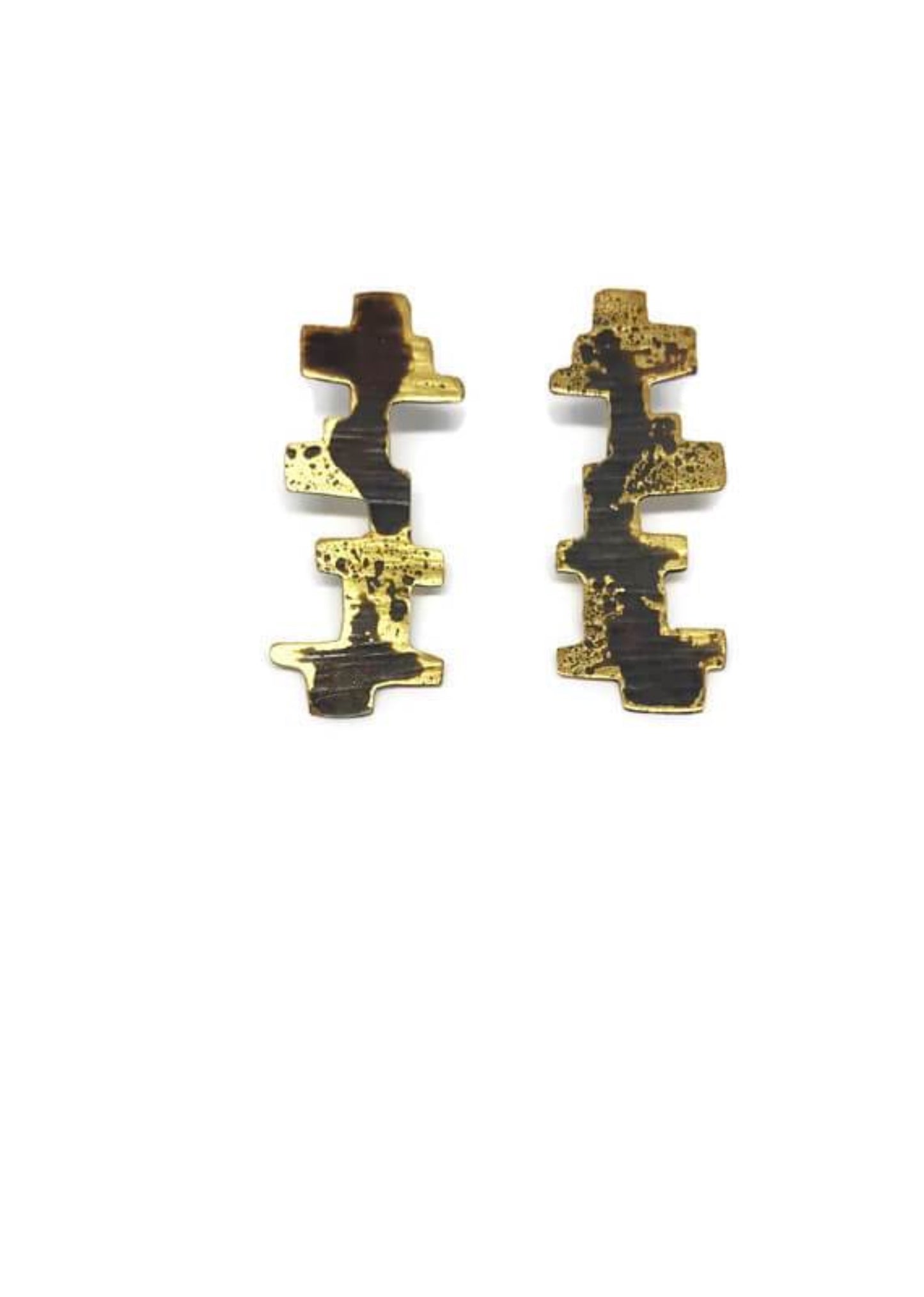 Oxidised brass earrings | Yellow - Black Tsakana Earrings - CURIUDO