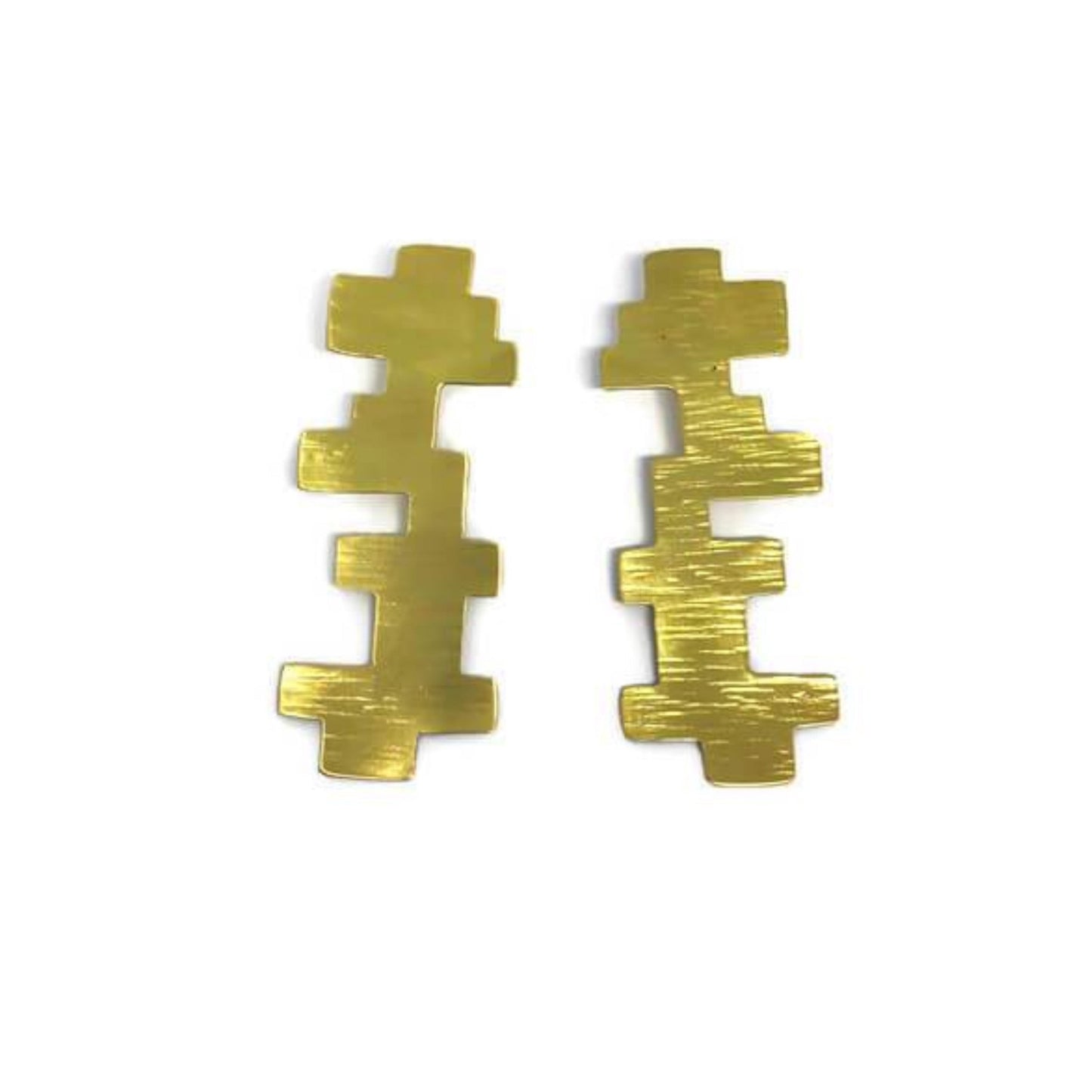 Brass earrings | Yellow Tsakana Earrings - CURIUDO