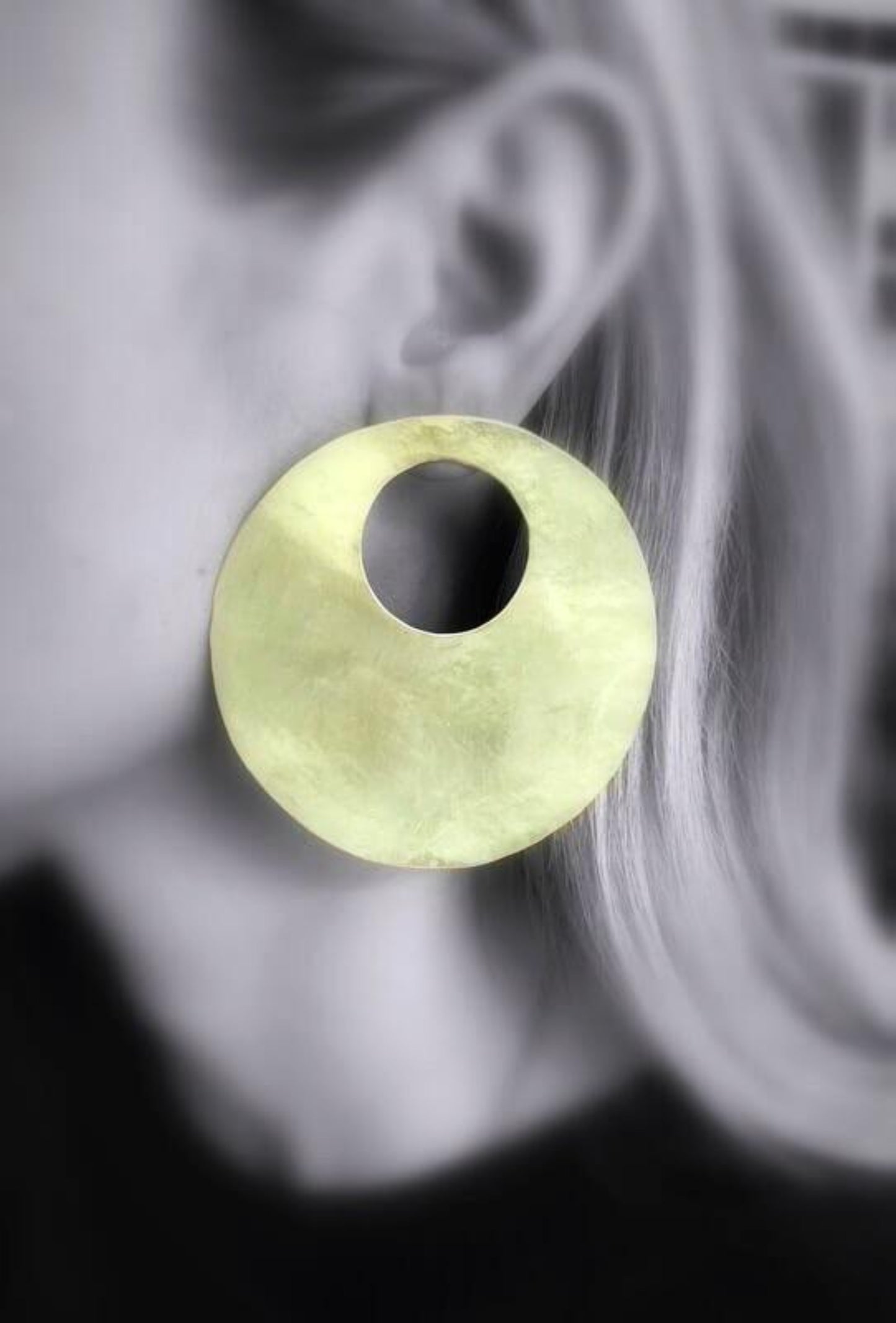 Brass earrings | Yellow Full Moon Earrings - CURIUDO
