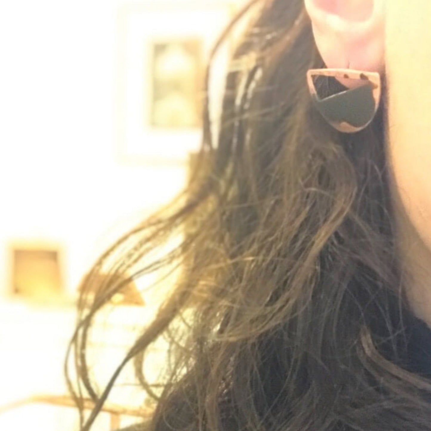 Oxidised copper earrings | Rose - Black Moonset Earrings