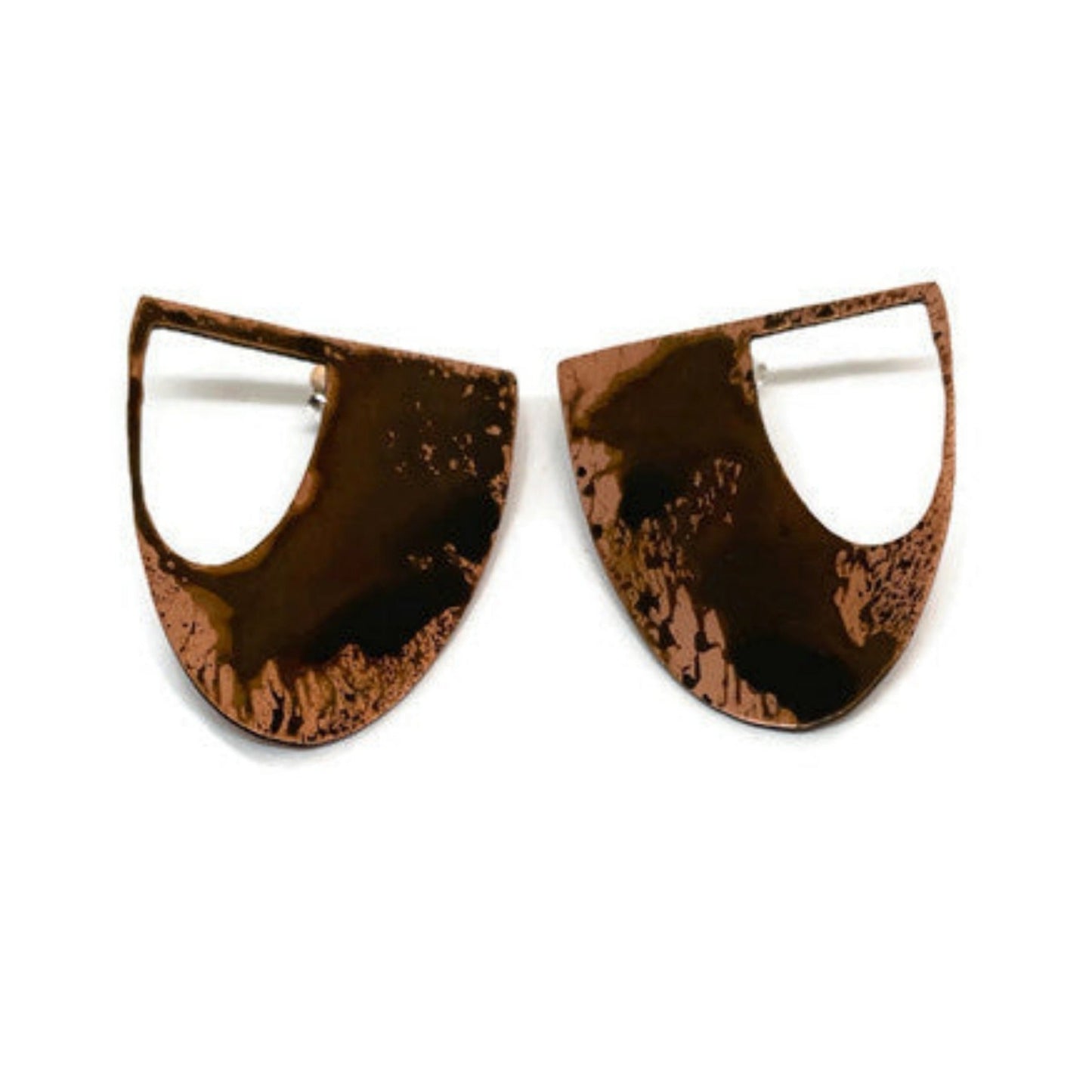 Oxidised copper Earrings | Rose - Black Drops Earrings - CURIUDO
