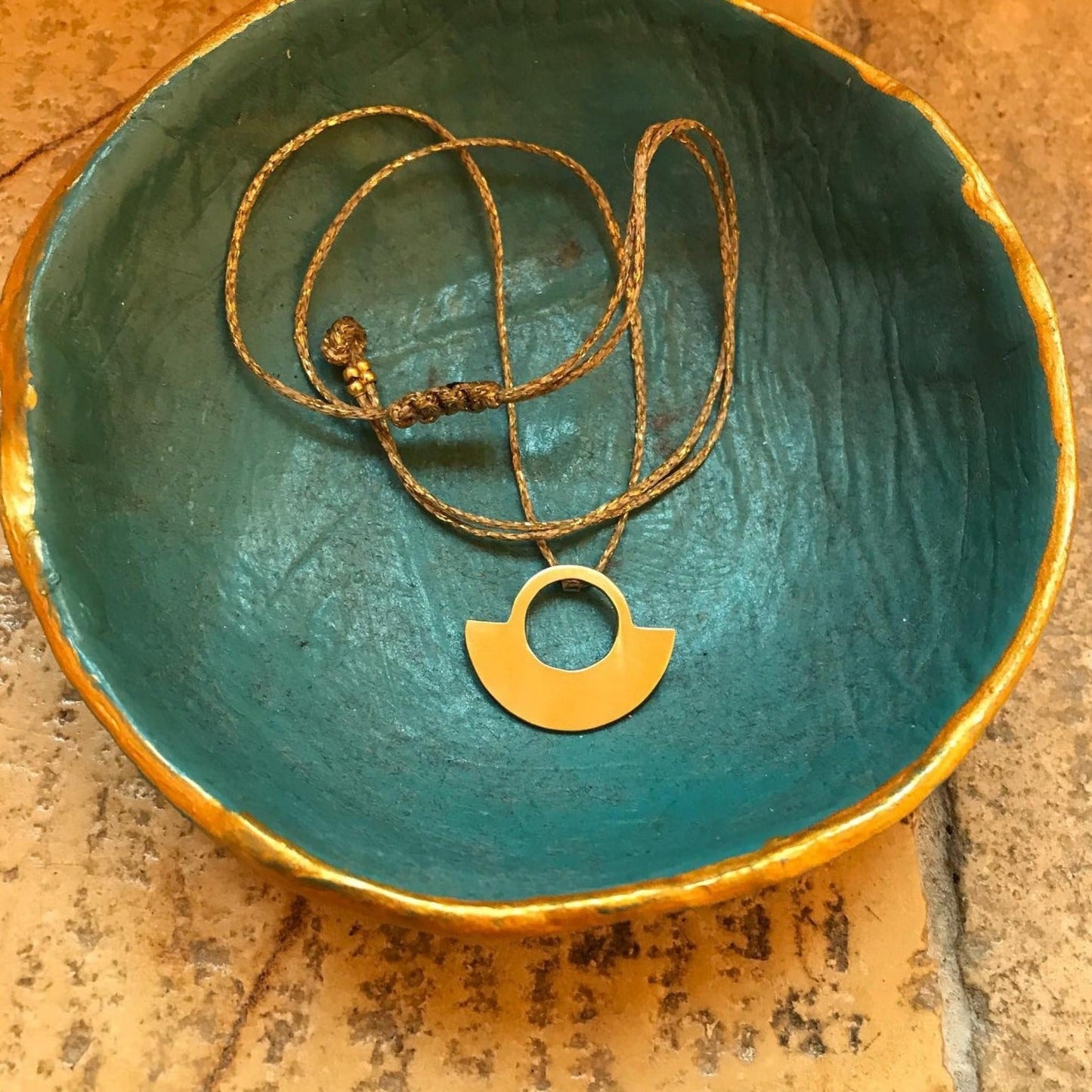 Brass Necklace | Yellow Moonset Necklace - CURIUDO