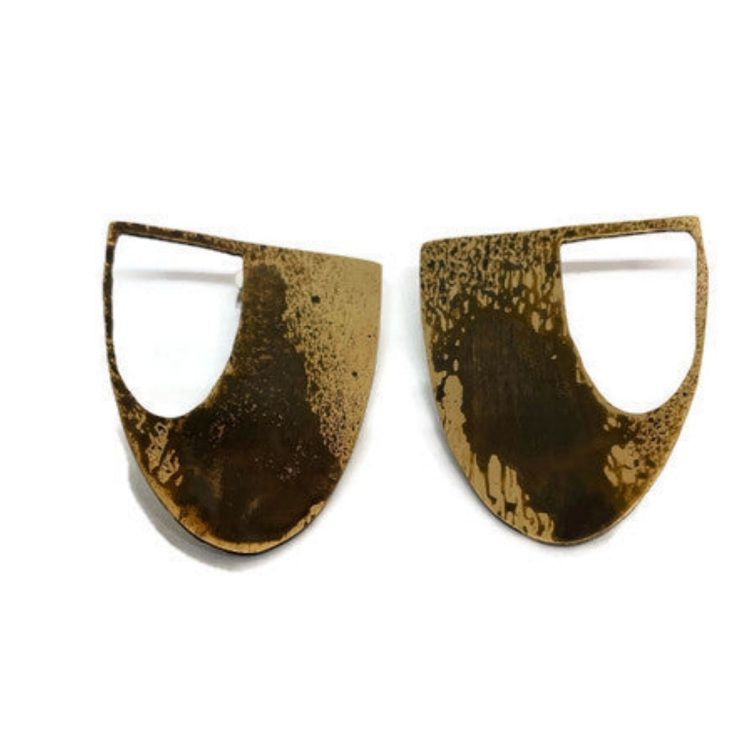 Oxidised brass Earrings | Yellow - Black Drops Earrings - CURIUDO