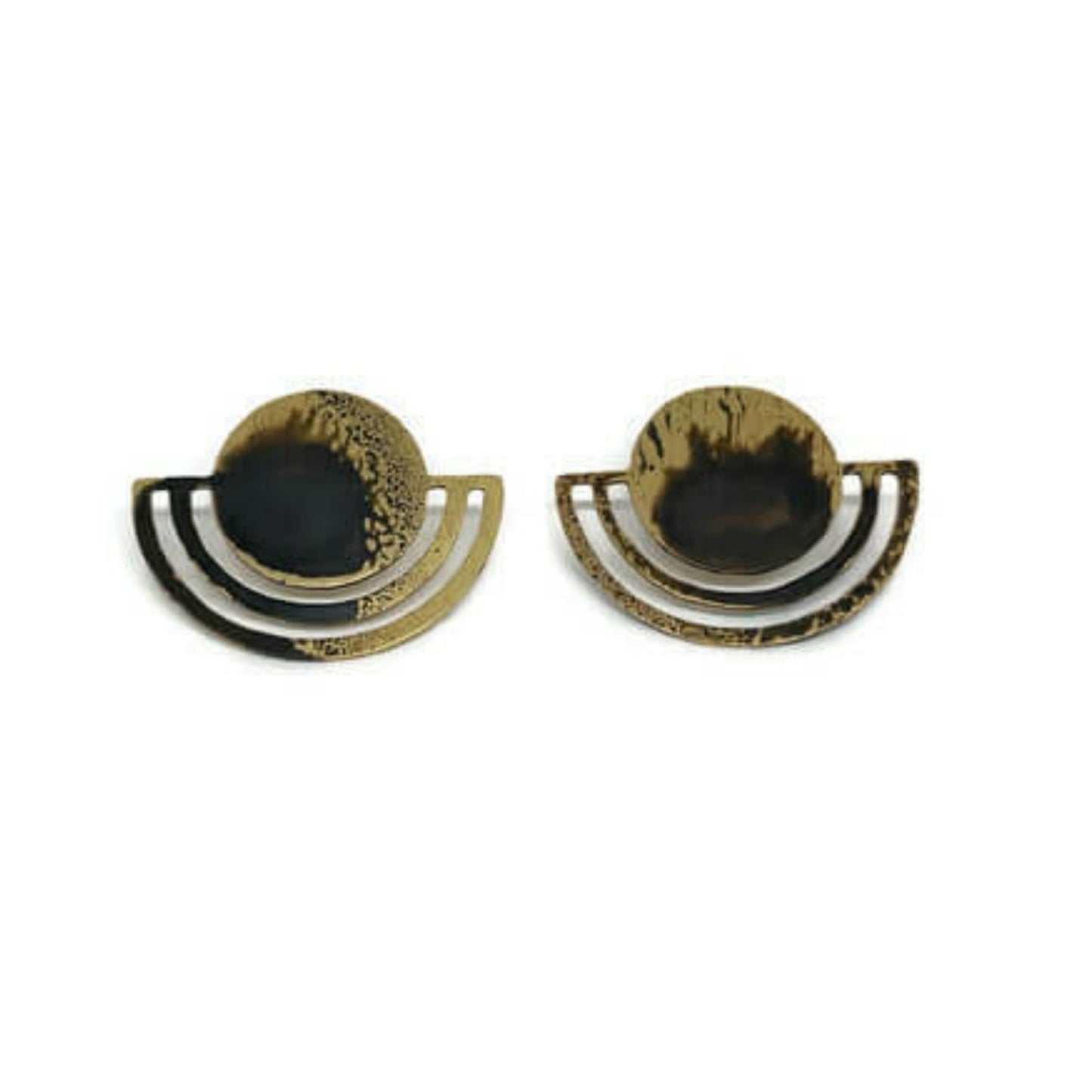 Oxidised brass Earrings | Yellow - Black Internal Ideas Earrings - CURIUDO