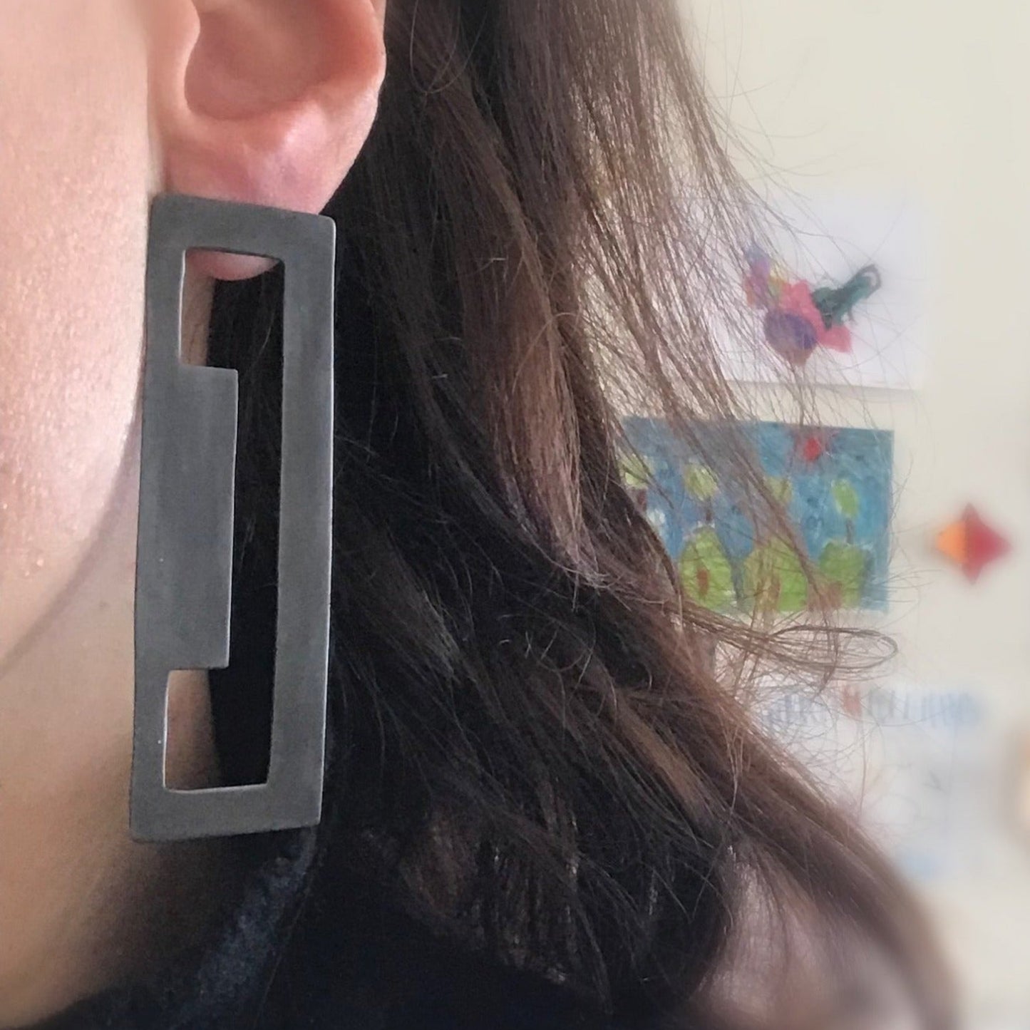 Oxidised brass Earrings | Black Internal Ideas Earrings