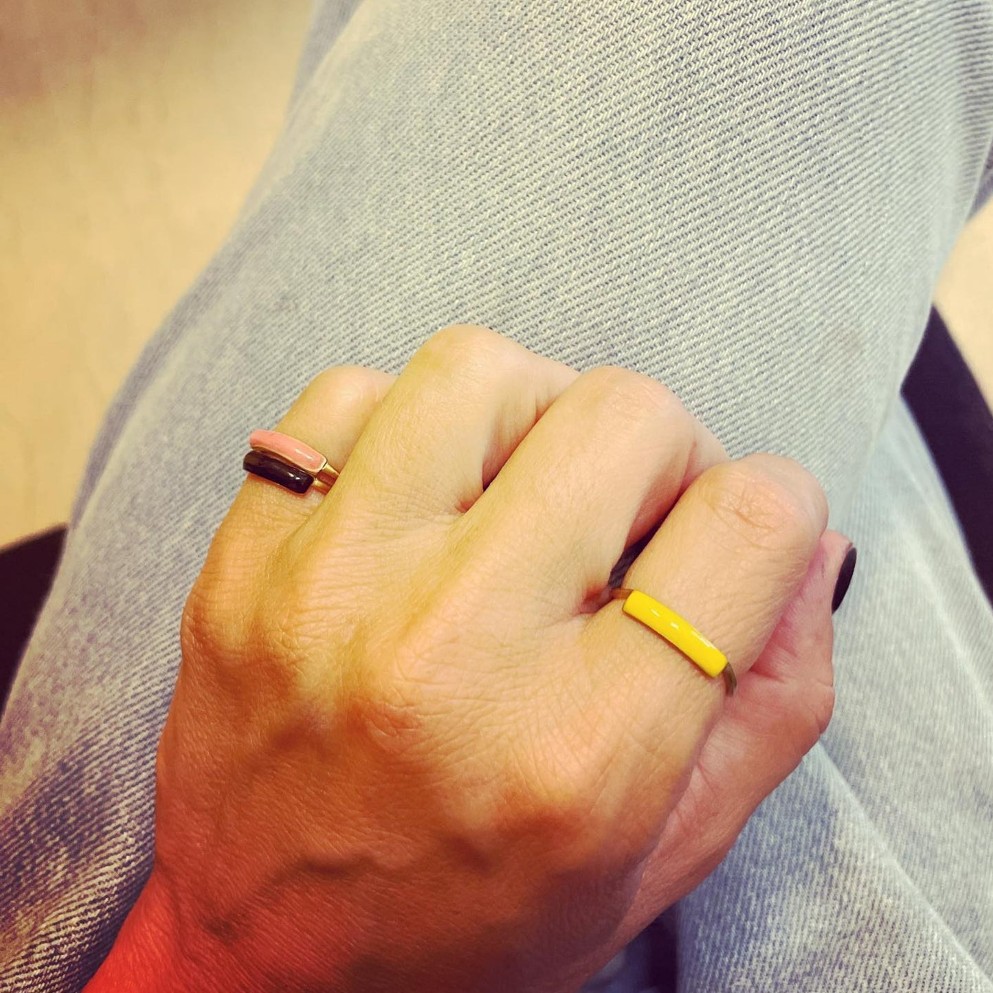 Brass Ring with dark green resin | Eclipse Ring - CURIUDO