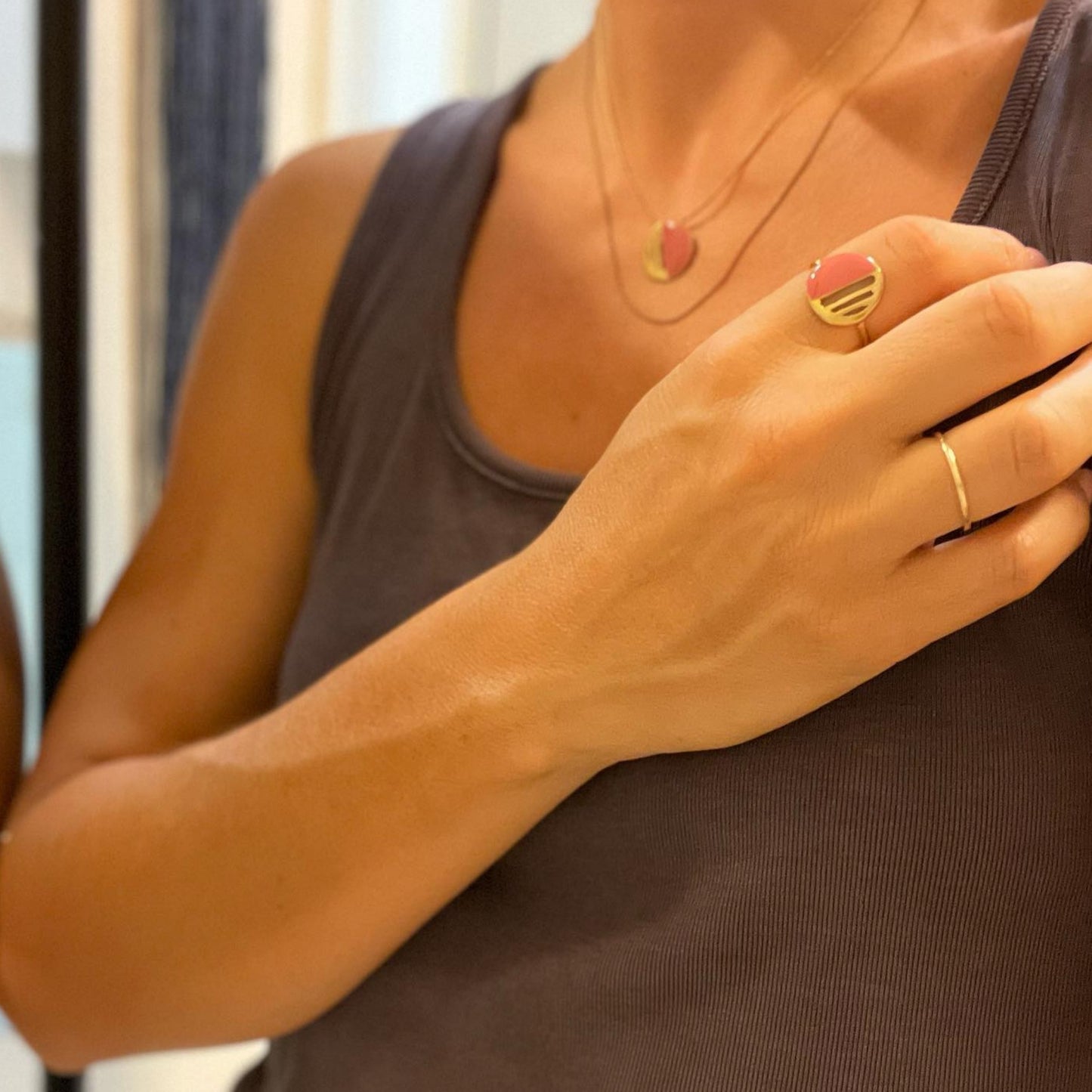 Brass Ring with resin | Heat Waves Ring - CURIUDO