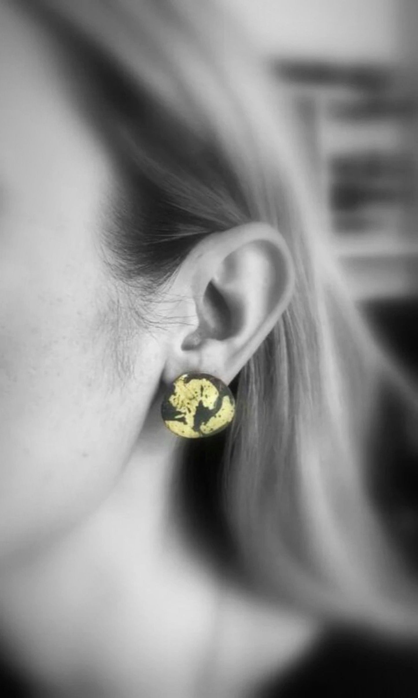 OxidiSed Brass Earrings | Yellow - Black Opposite Elxis Earrings - CURIUDO