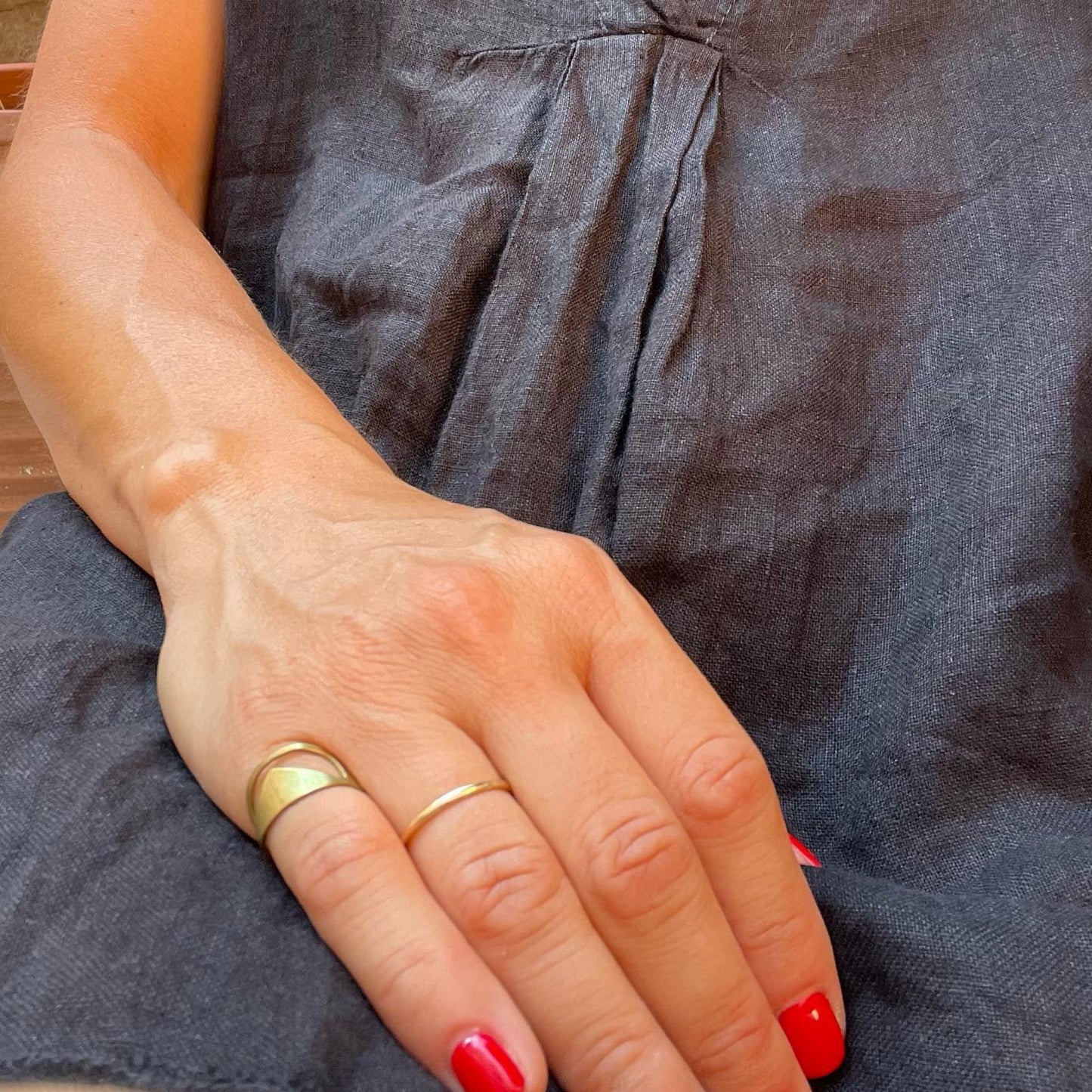 Brass ring | Yellow Space In Frame Ring - CURIUDO