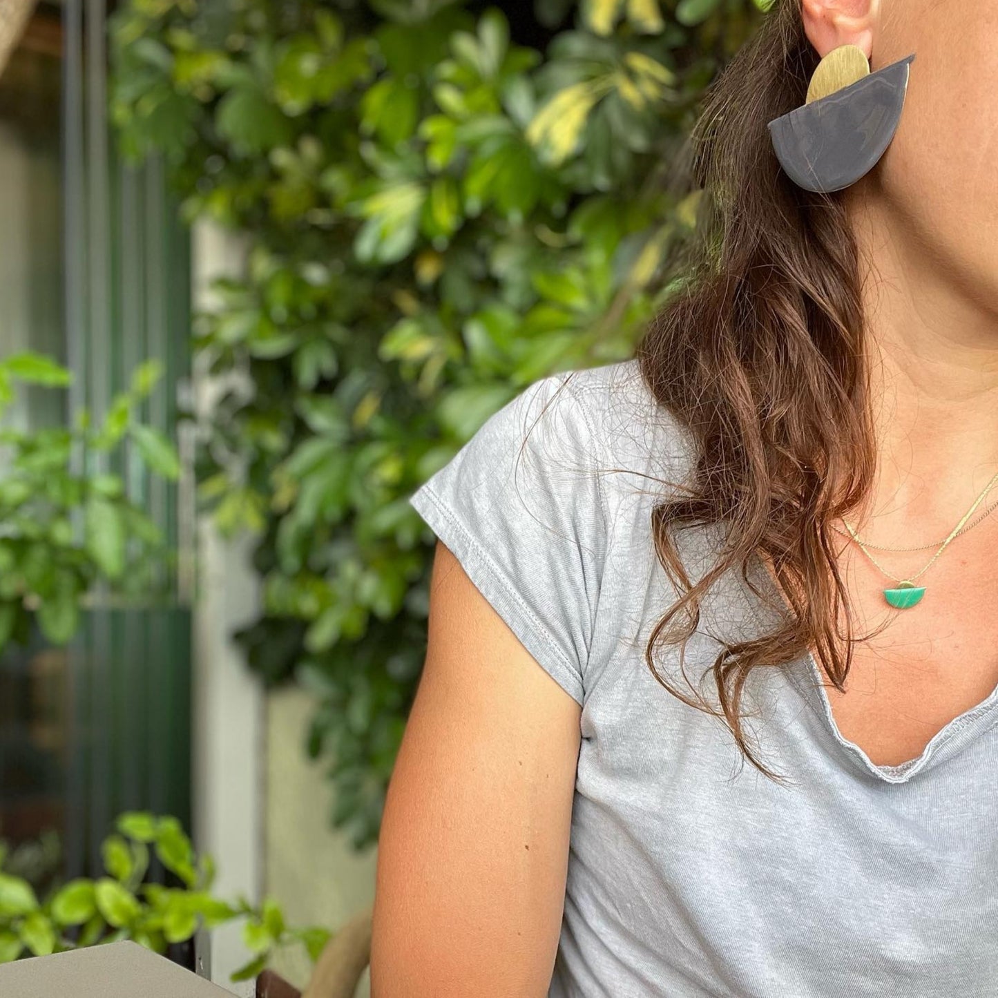Brass earrings with resin | Sunset Earrings - CURIUDO