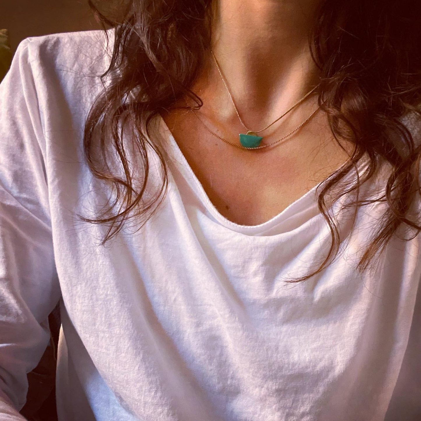 Brass necklace with resin | Sunset Necklace - CURIUDO