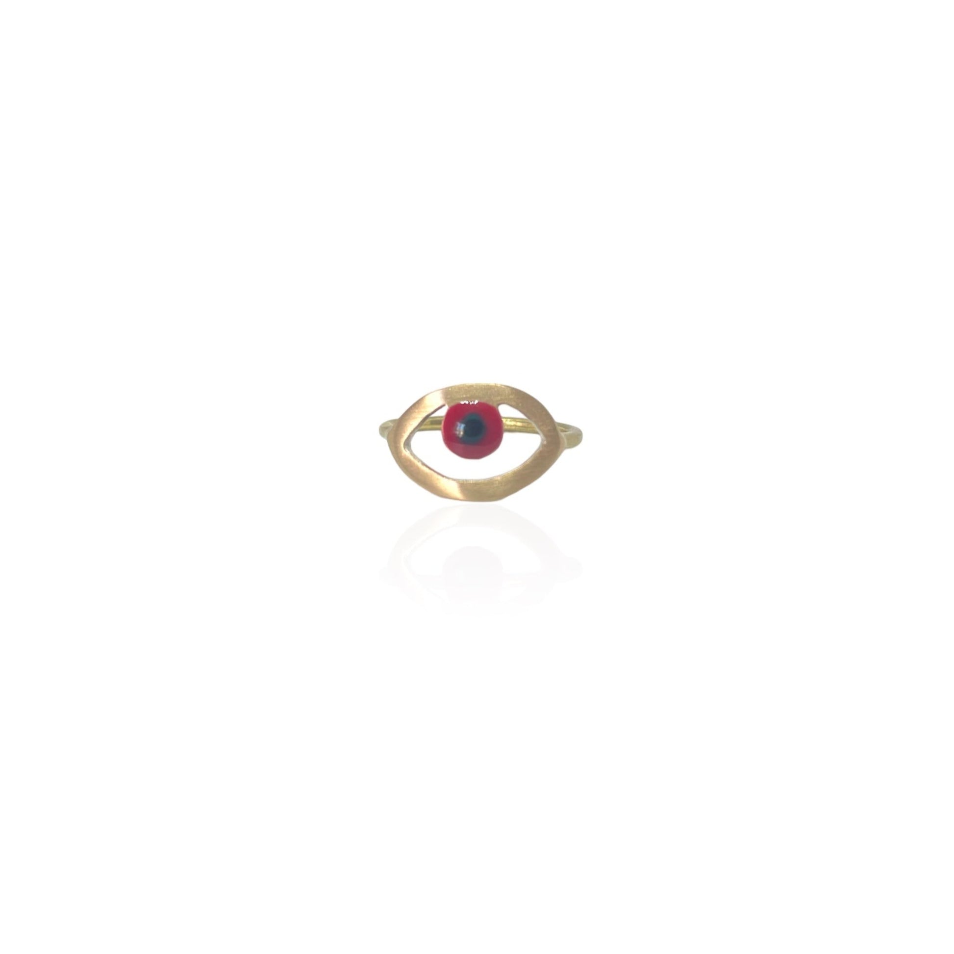 Brass Ring with resin | Yellow Eye Ring - CURIUDO
