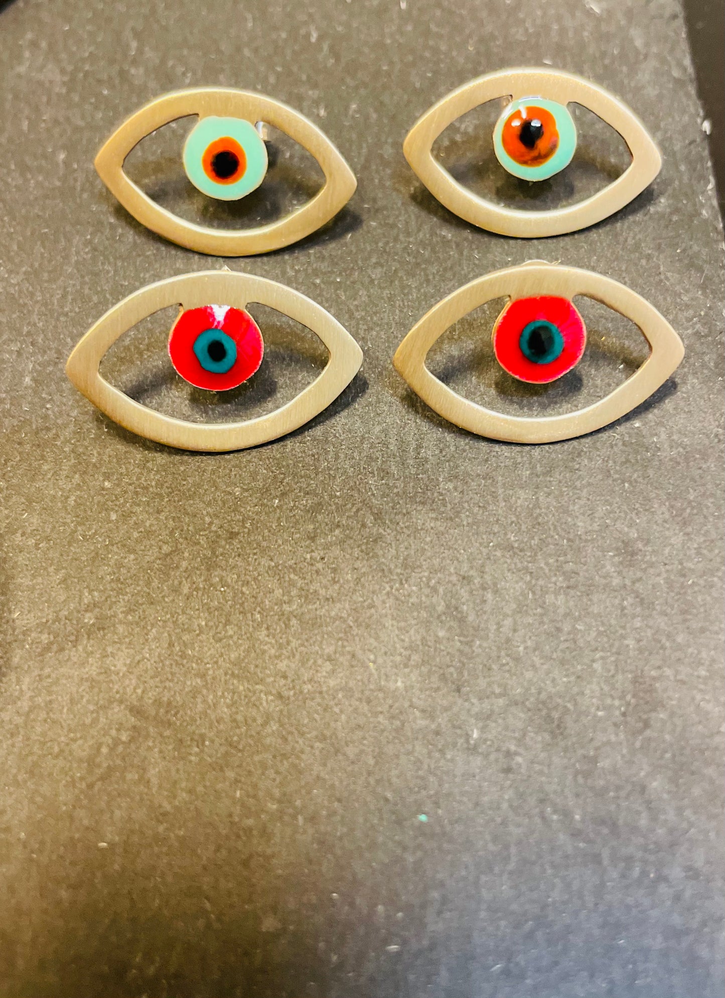Brass earrings with resin | Yellow Eye Earrings