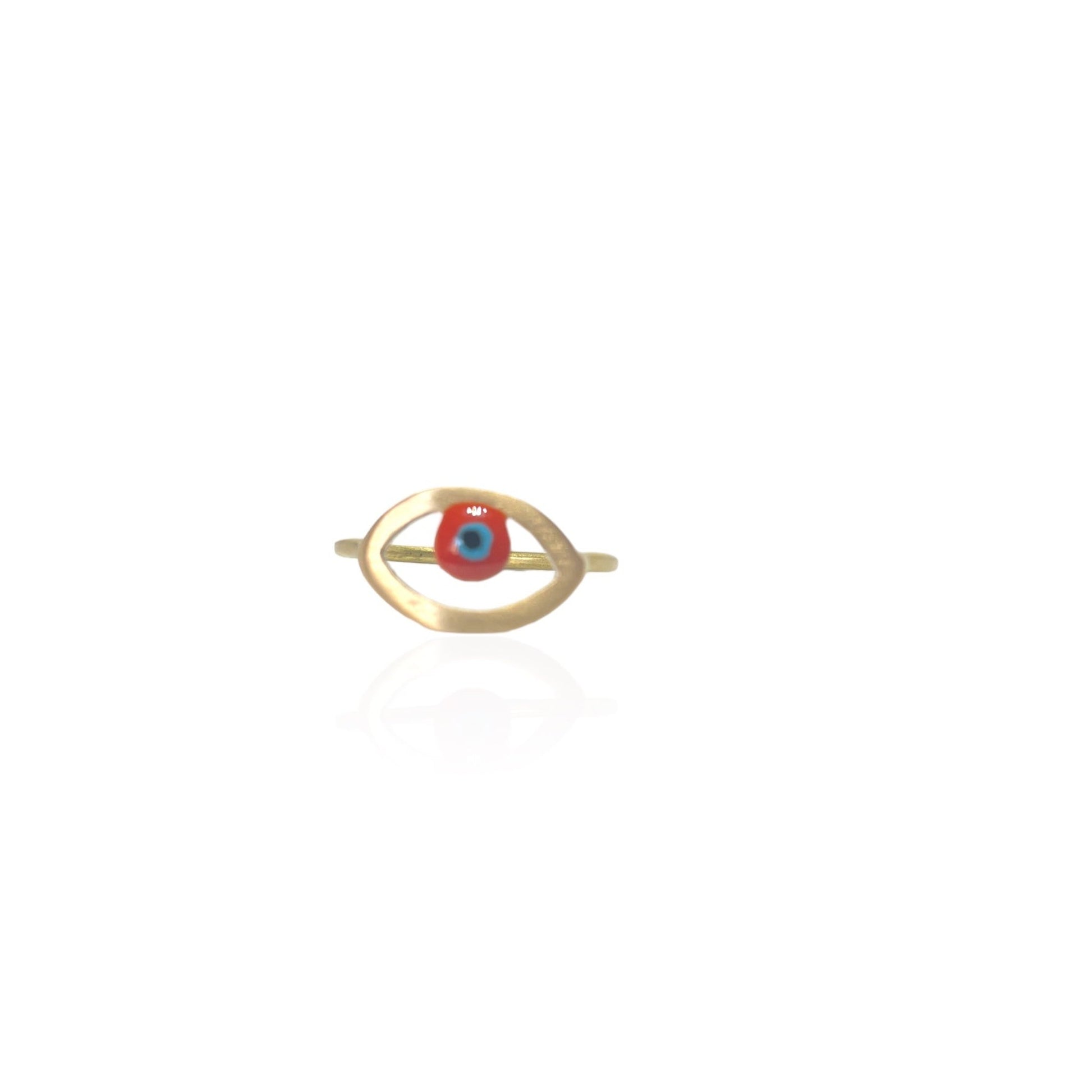 Brass Ring with resin | Yellow Eye Ring - CURIUDO