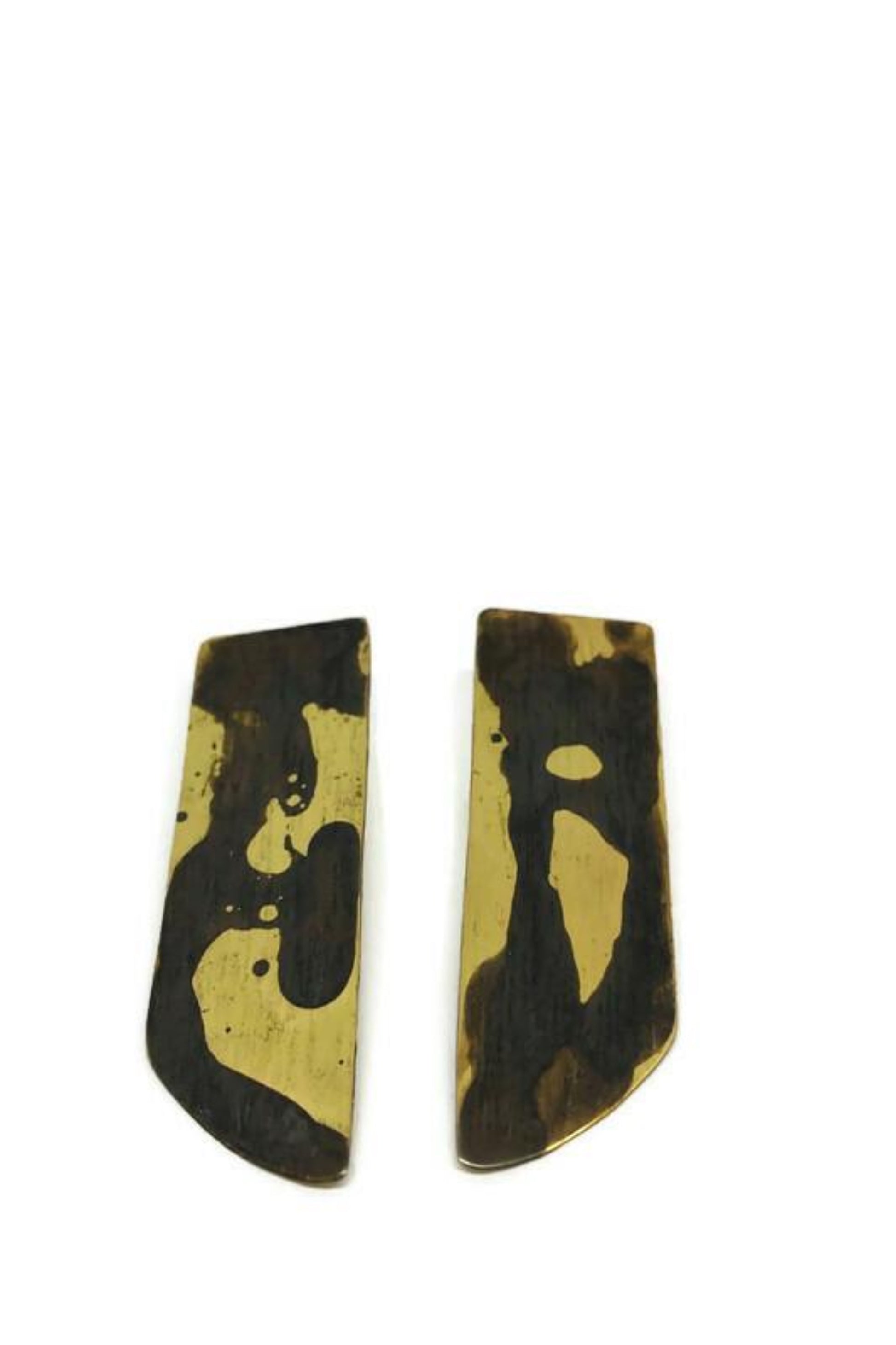 Oxidised brass earrings | Yellow - Black Afairesis Earrings - CURIUDO