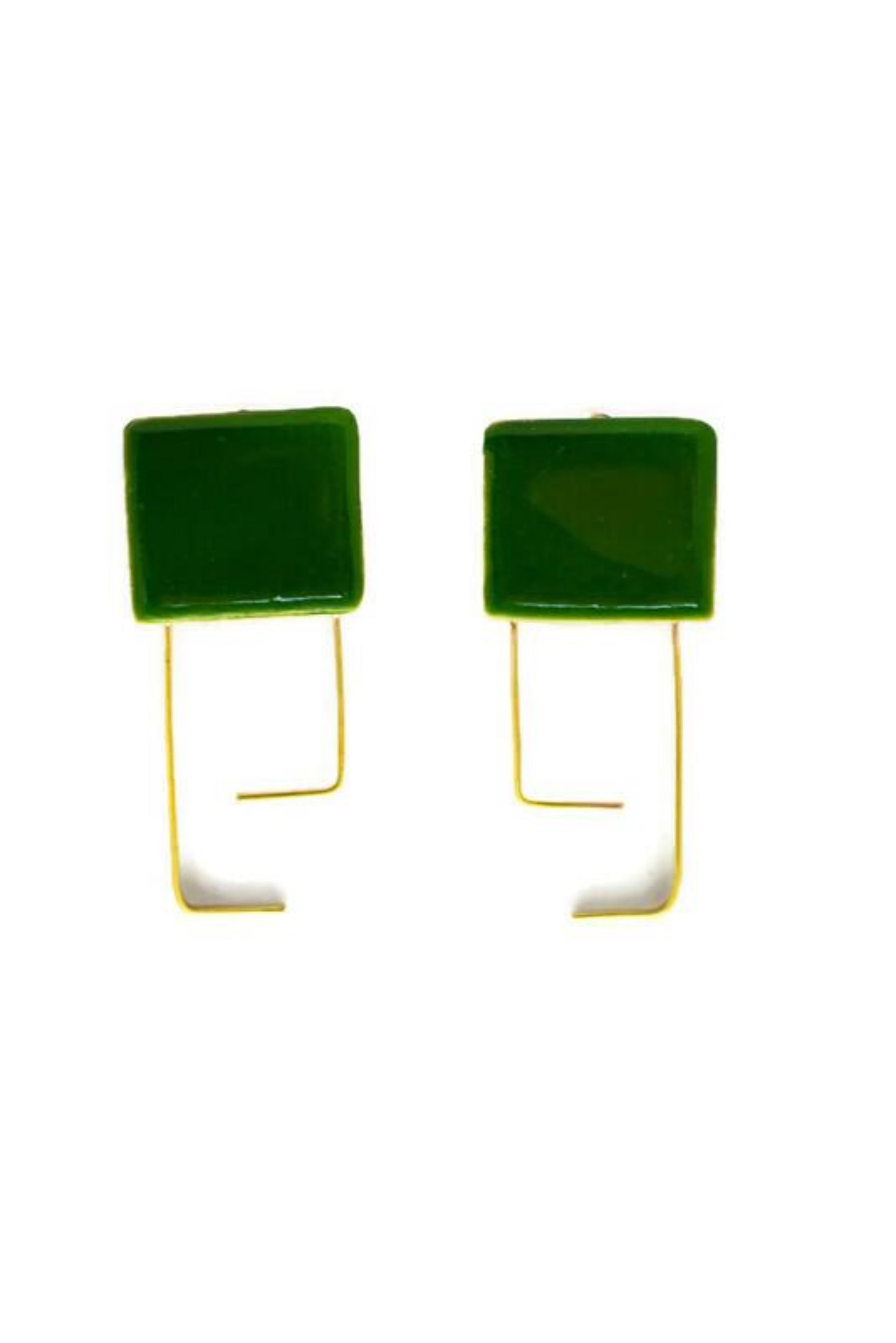 Brass earrings with resin | Vertical Hug Earrings - CURIUDO