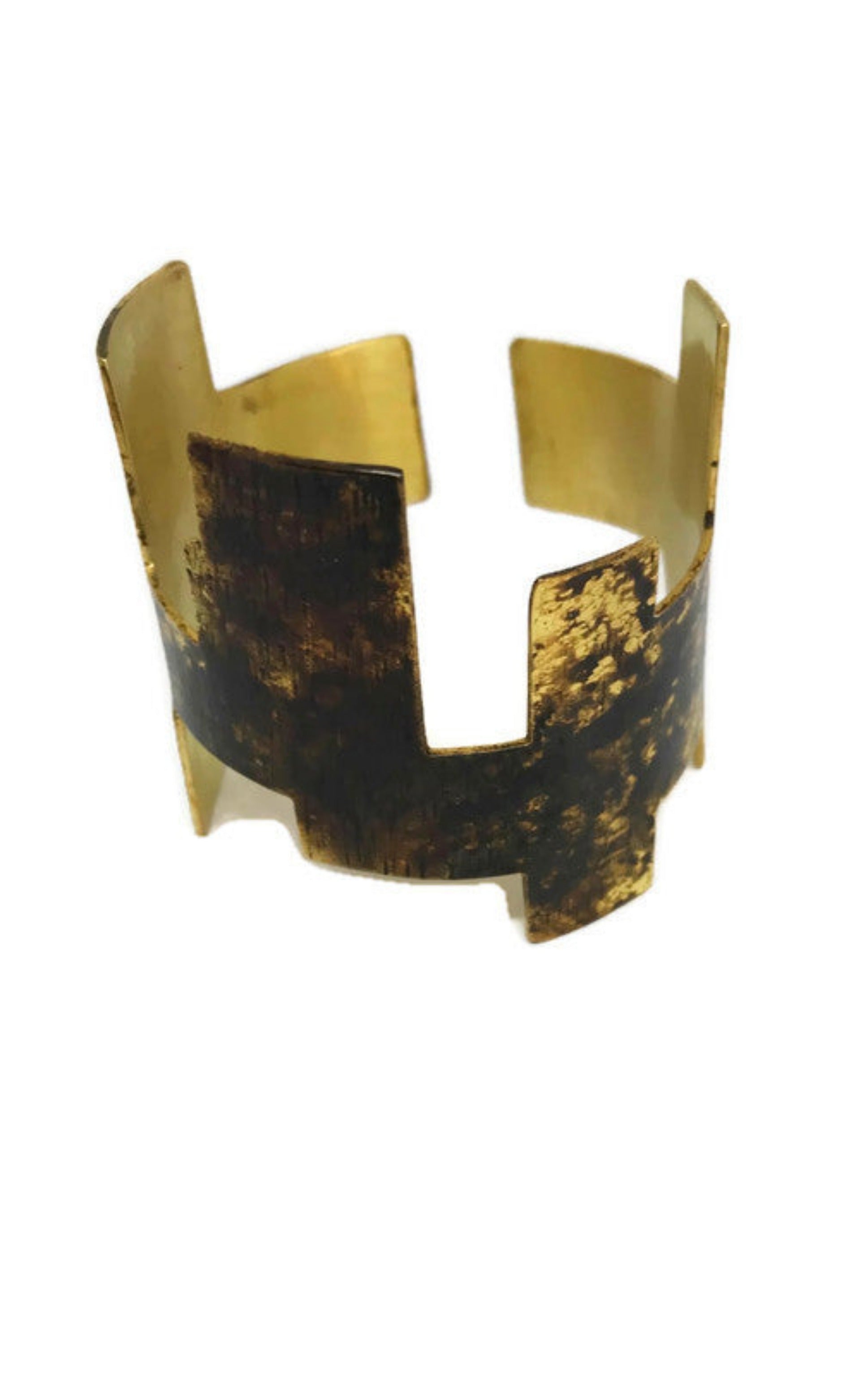 Oxidised brass cuff bracelet | Yellow - Black Tsakana Bracelet - CURIUDO