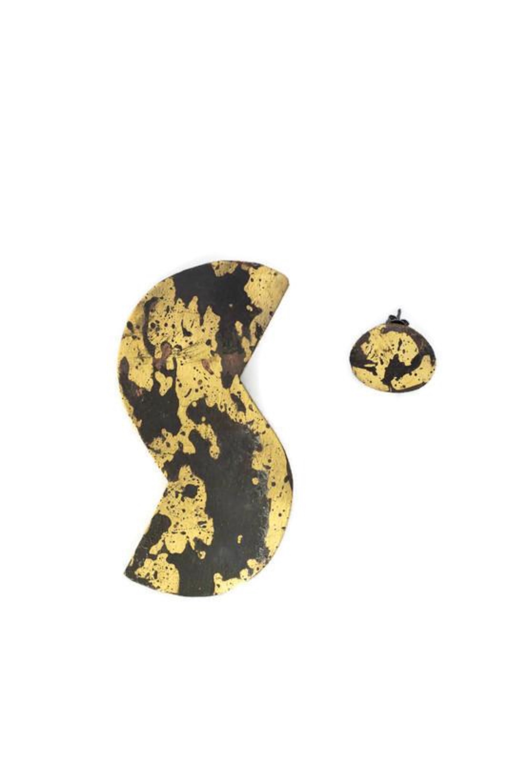 OxidiSed Brass Earrings | Yellow  - Black Opposite Elxis Earrings - CURIUDO