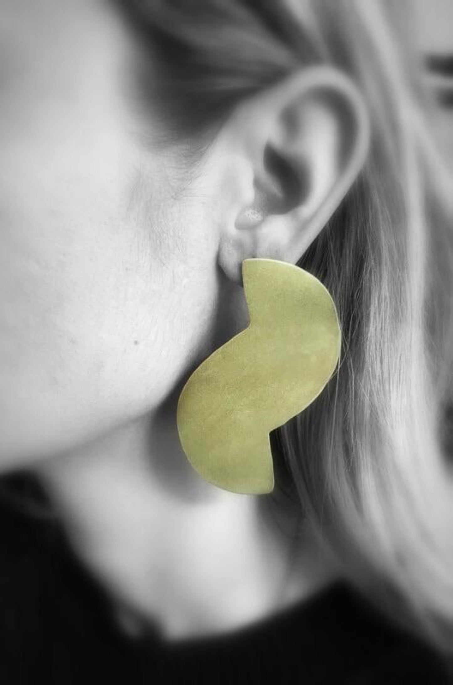 Brass earrings | Yellow Semi Cycles Earrings - CURIUDO