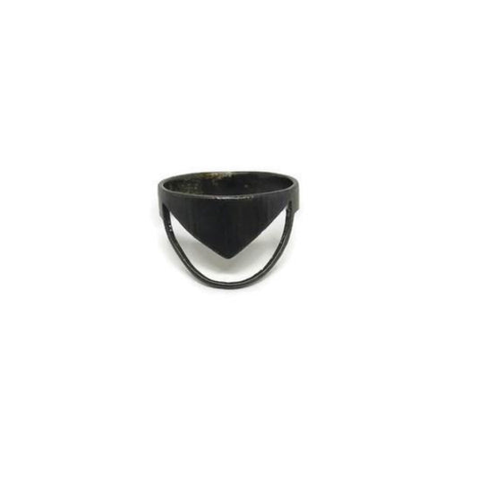 Oxidised brass ring | Black Space In Frame Ring - CURIUDO