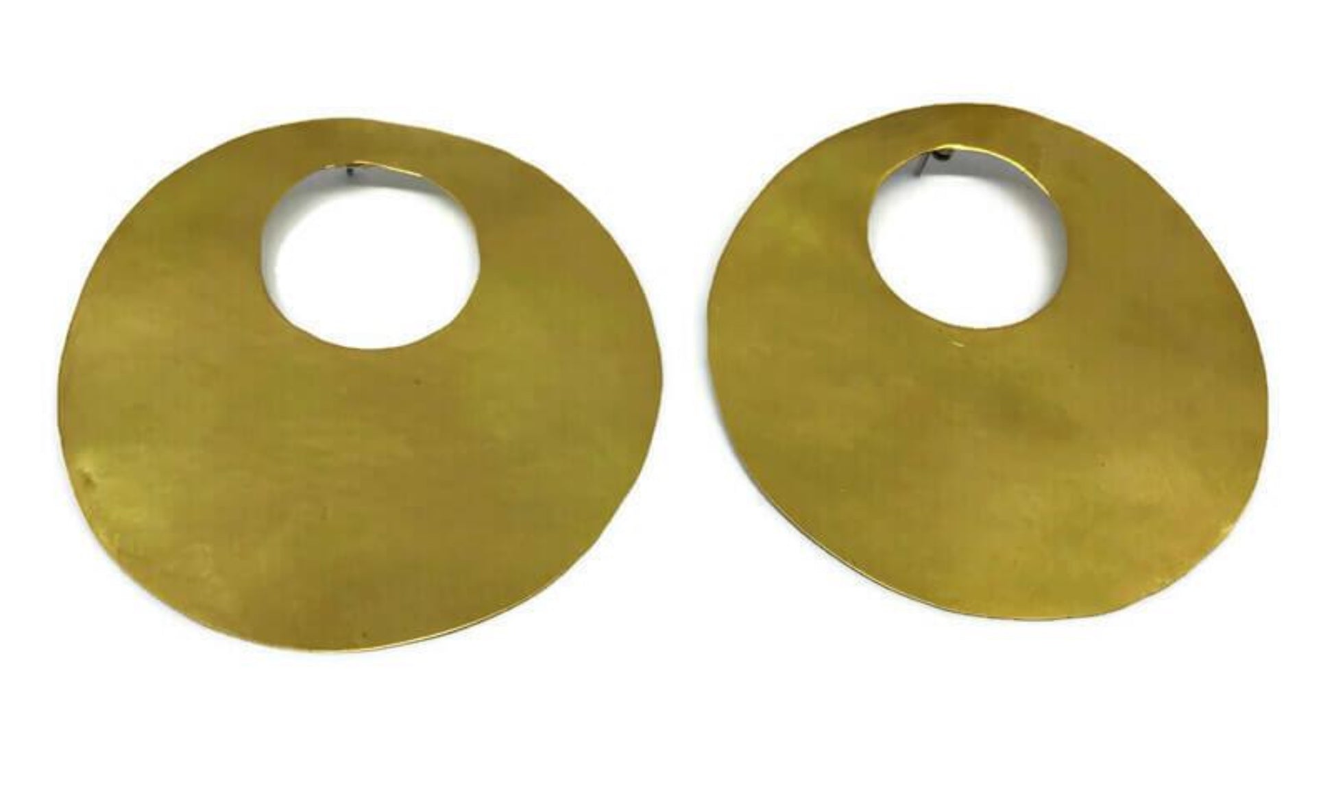 Brass earrings | Yellow Full Moon Earrings - CURIUDO
