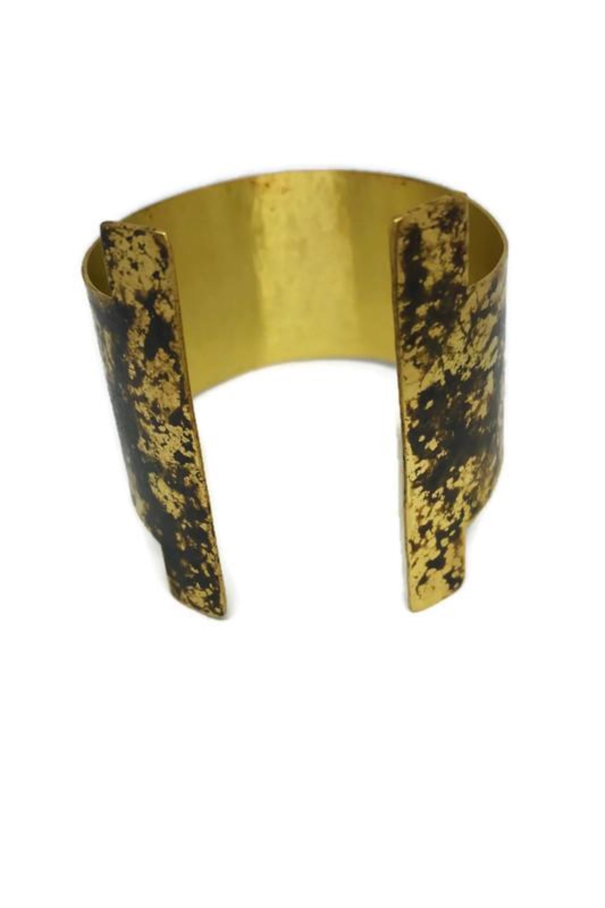 Oxidised brass cuff bracelet | Yellow - Black Apenanti Bracelet - CURIUDO