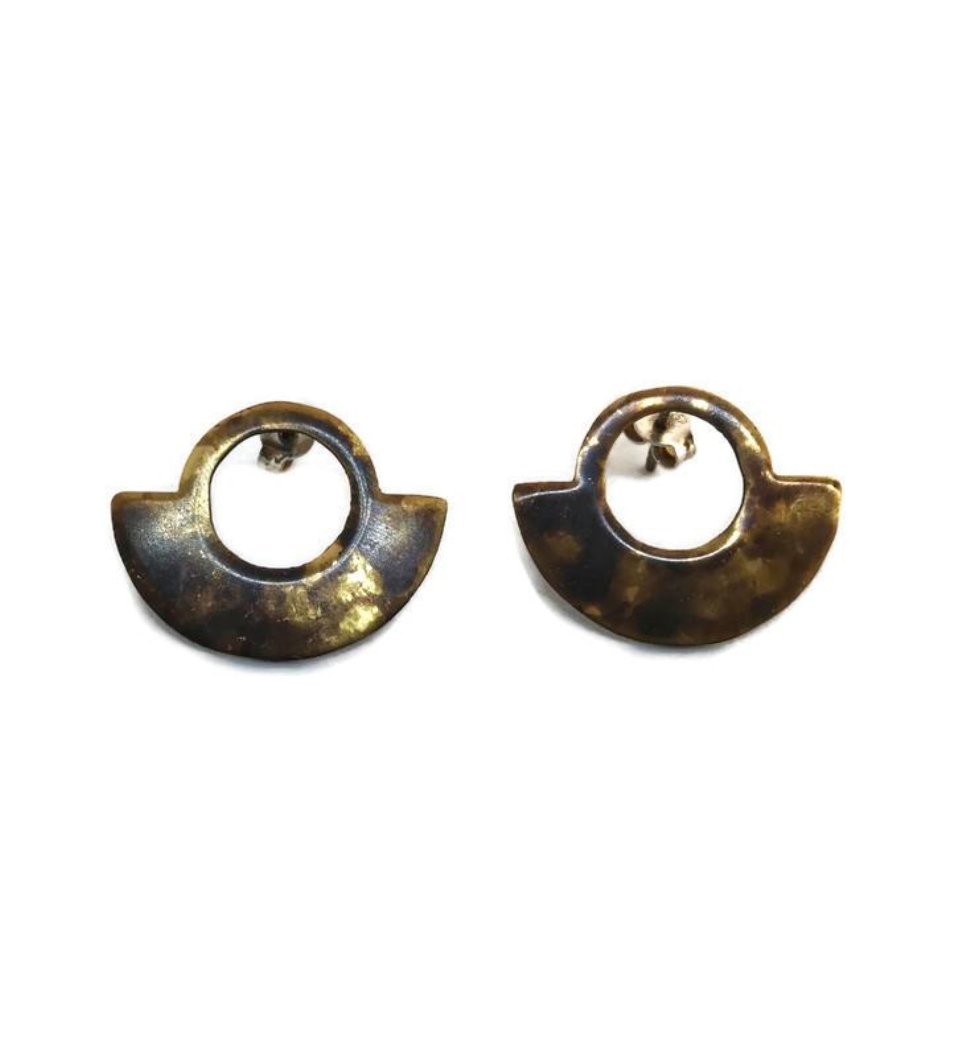 Oxidised brass earrings | Yellow - Black Balancing Earrings - CURIUDOOxidised brass earrings | Yellow - Black Balancing Earrings - CURIUDO
