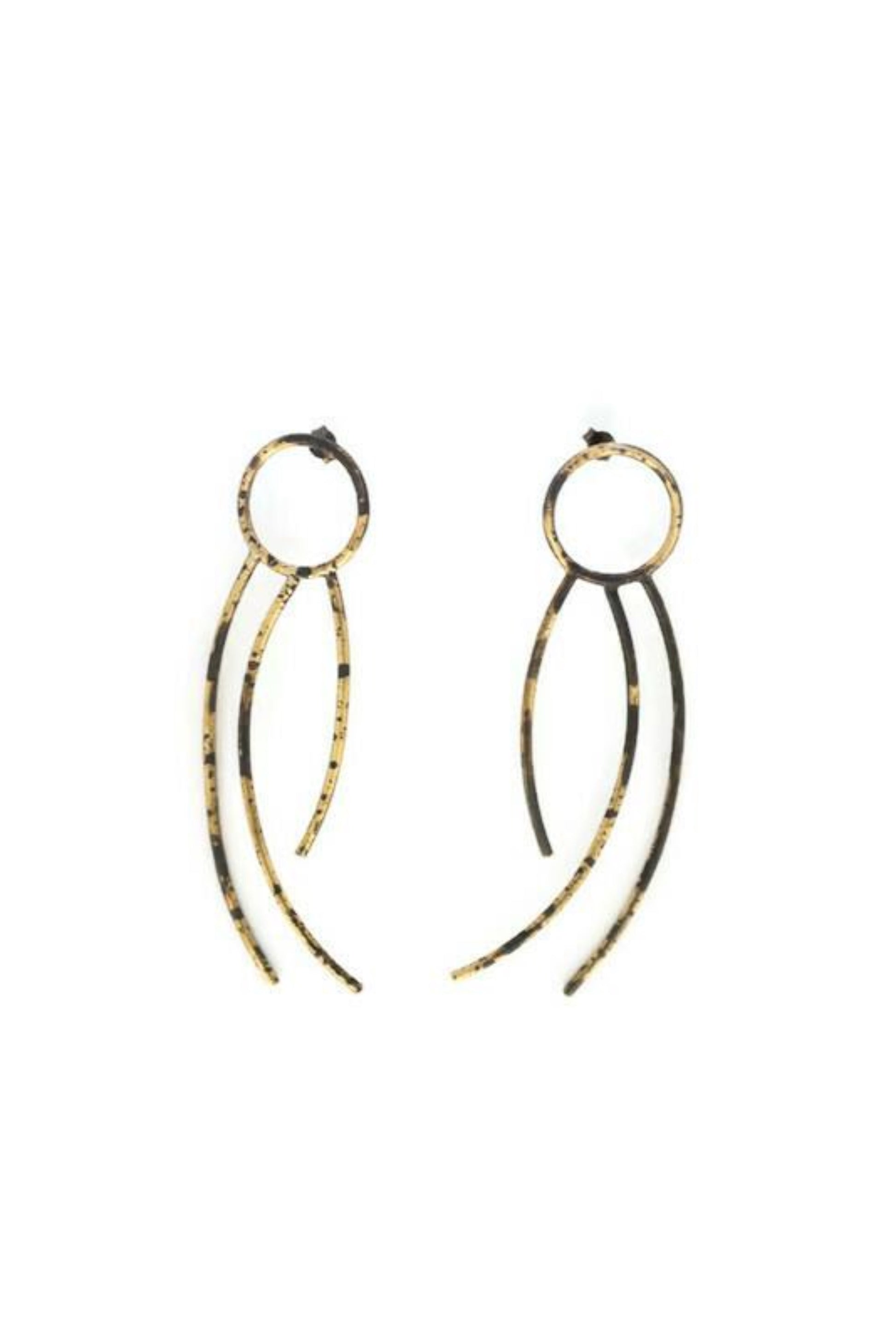 Oxidised Brass earrings | Yellow - Black Dancer Cycles Earrings - CURIUDO