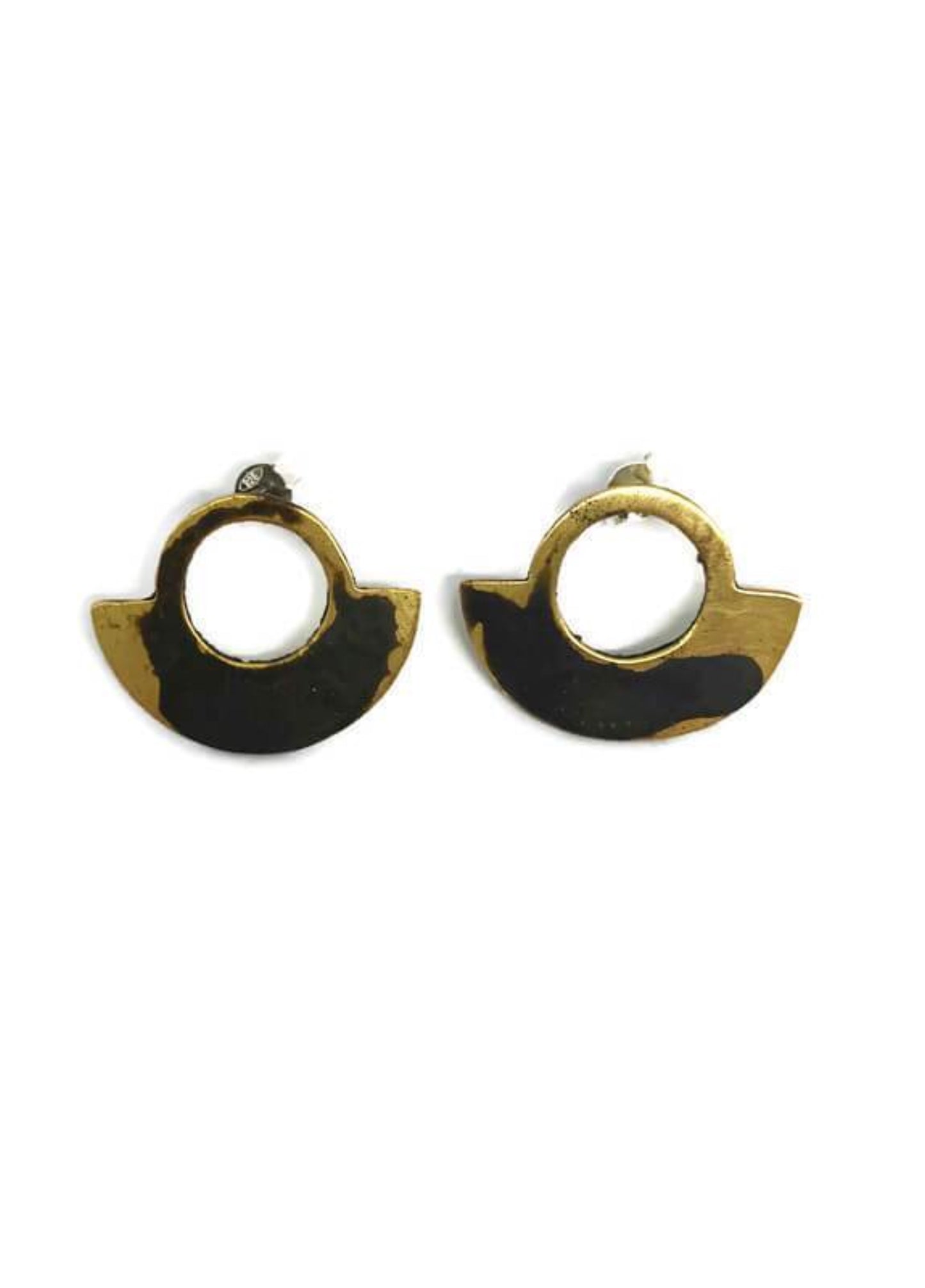 Oxidised brass earrings | Yellow - Black Balancing Earrings - CURIUDO